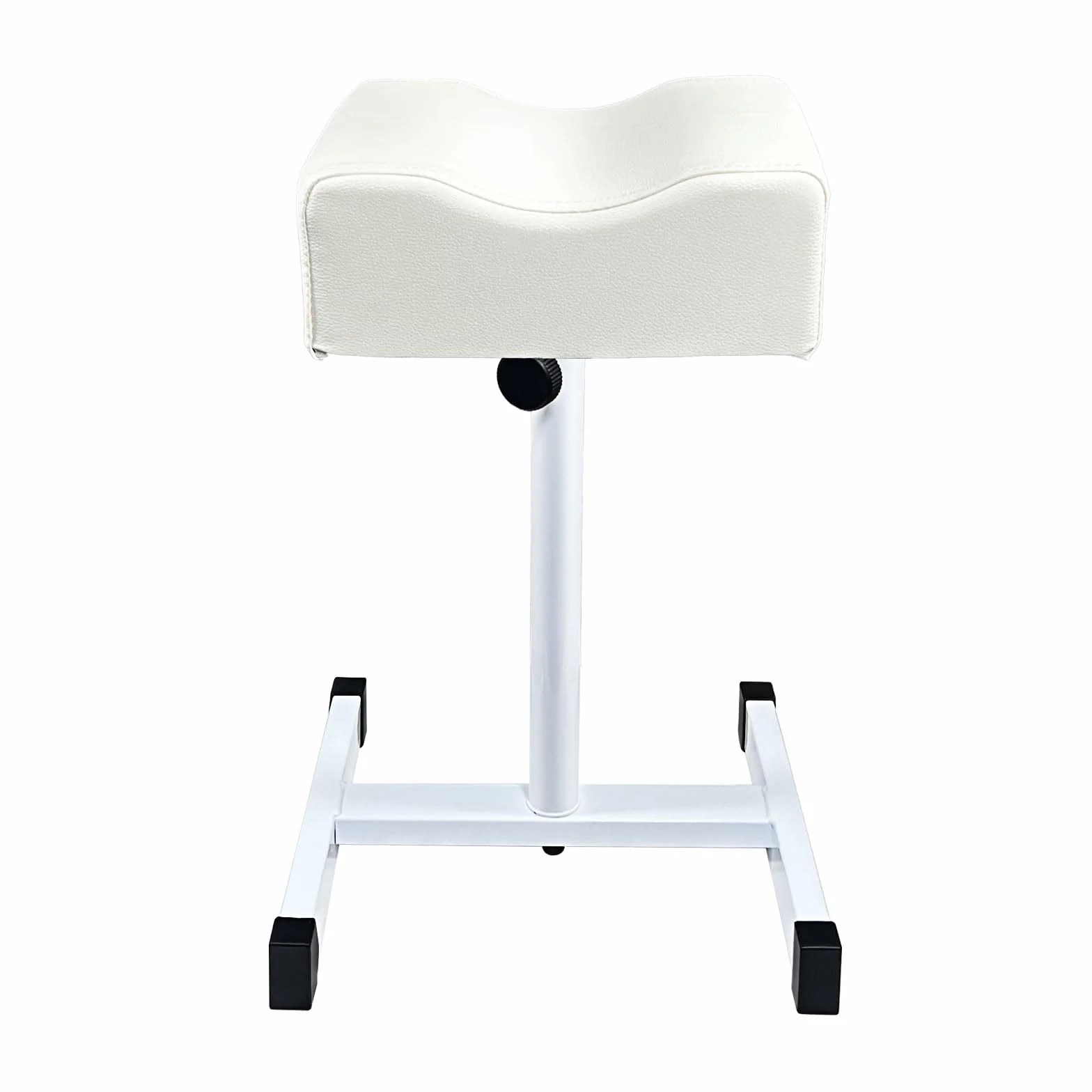Taburete de pedicura ajustable en altura para salón de uñas, blanco
