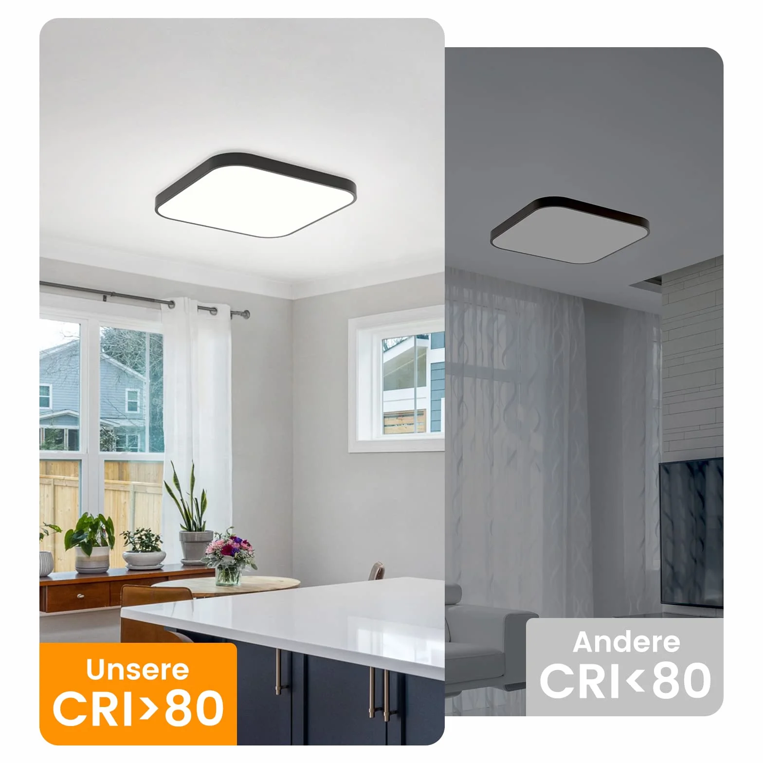 ZMH Lámpara de Techo LED Regulable 15W Negro 27cm IP44 Impermeable con Mando a Distancia