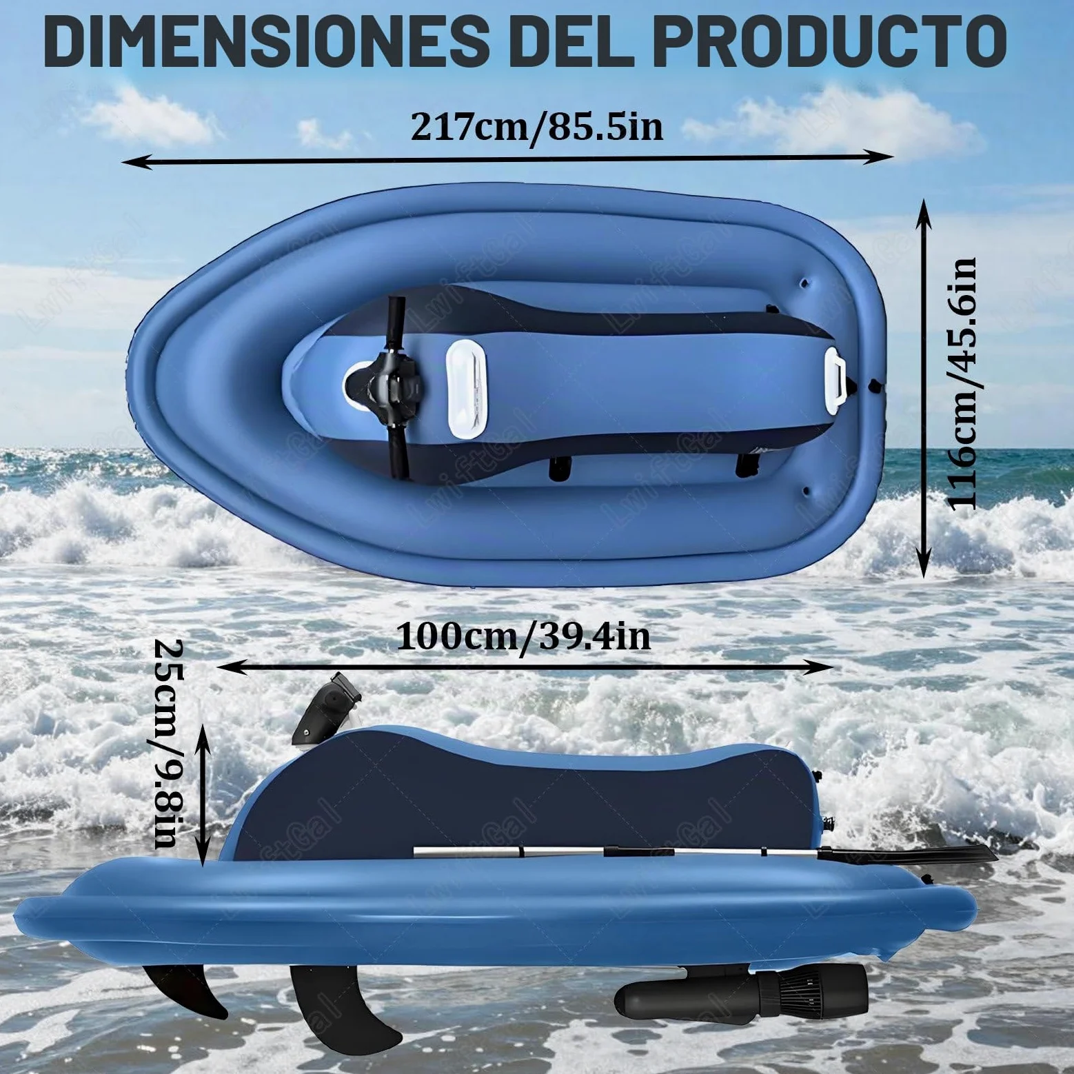 Moto Acuatica Inflable Electrica, Moto De Agua Hinchable con Motor, Moto AcuáTica, Bote Inflable con Scooter Submarino 500w, para Adultos Y NiñOs White-500W10AThruster