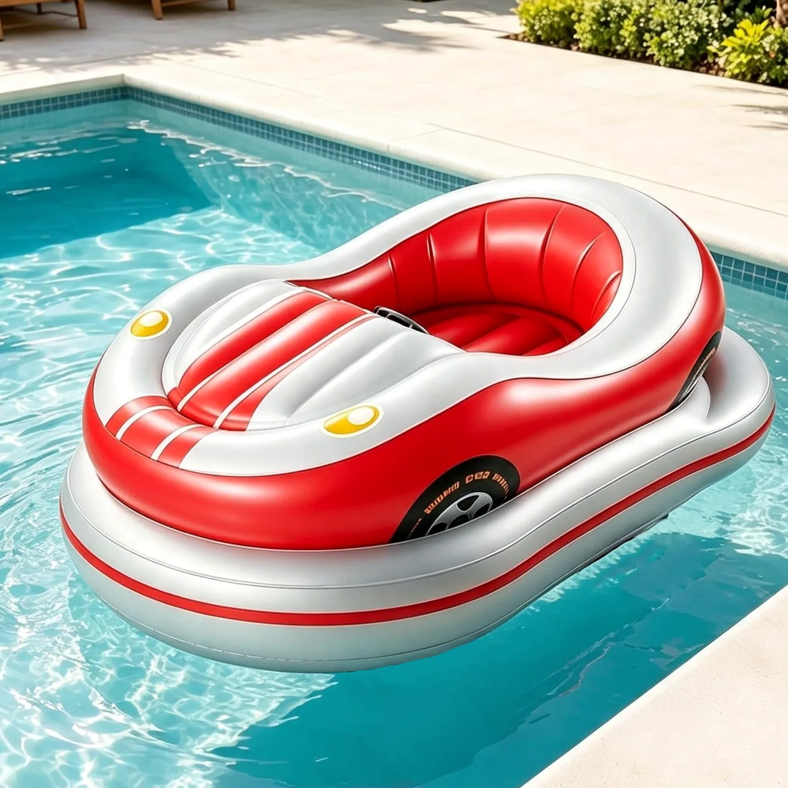 Flotador Motorizado Recargable para Adultos, Bote Eléctrico con Dirección 360°, Hélice 46W con Empuje De 2.4 Kg, Viaje De 40-60 Minutos, Soporte 120 Kg Red