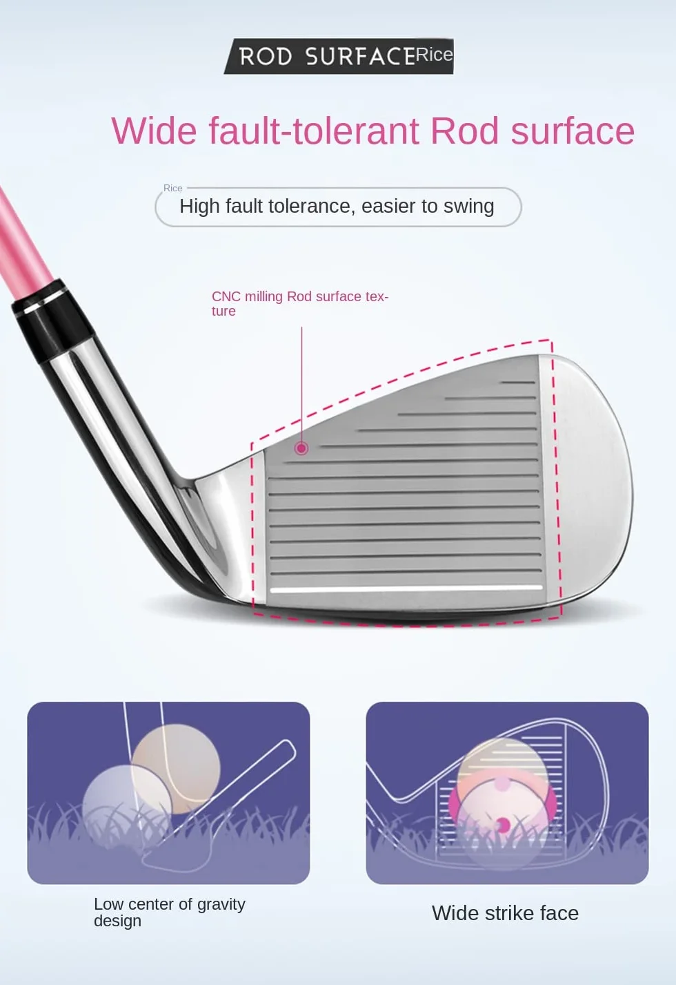 G300 7# - Palos de golf para mujer, de hierro, para mano izquierda, acero inoxidable/carbono, caña de entrenamiento para mujer
