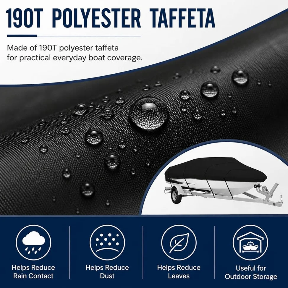 Funda Barco Casco en V Cubierta para Remolque para Correct Craft Ski Nautique | Tafetán de poliéster 190T, cobertura superior para remolque y exterior