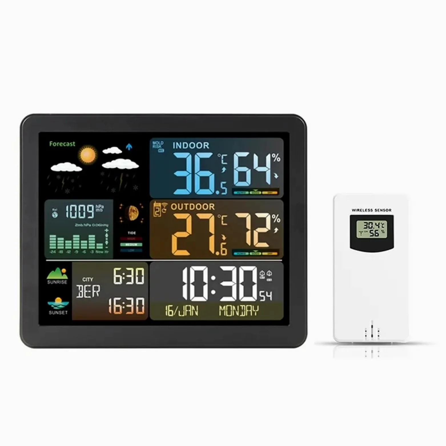 Estación Meteorológica, Medidor De Humedad Y Temperatura Del Reloj La Estación Meteorológica Digital