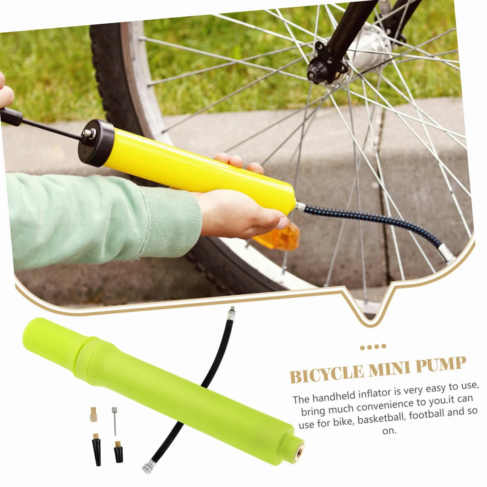 TOYANDONA Mini Inflador Portátil para Diminuto Aire Inflable Práctica De Bicicleta Amarillo Abs