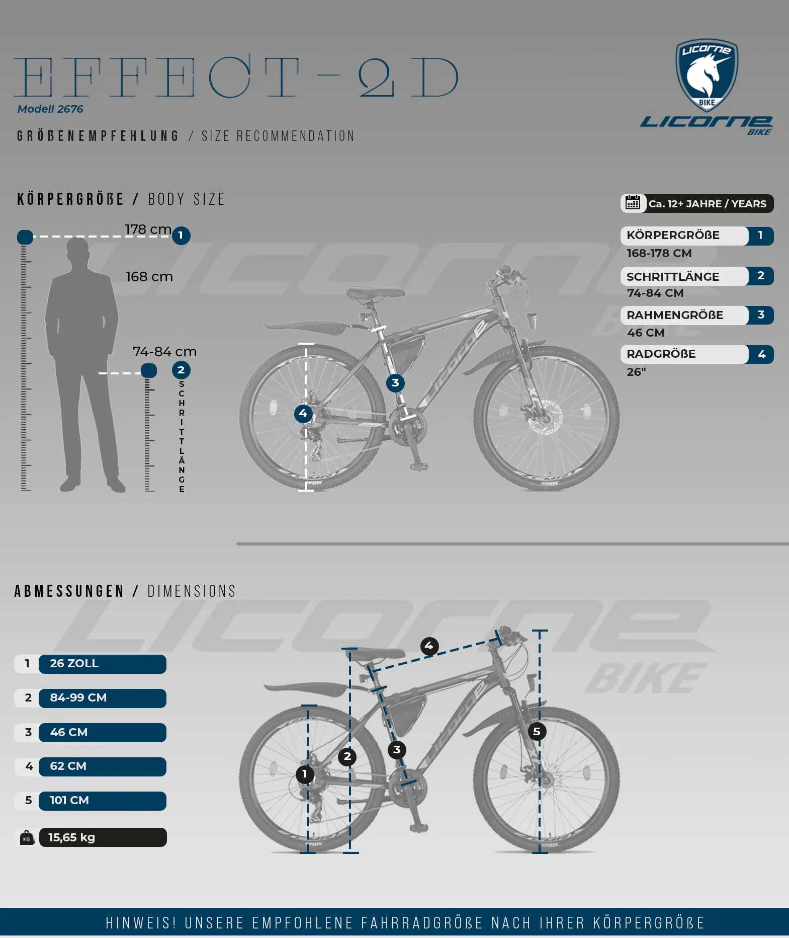 Licorne Bike Bicicleta de montaña prémium para niños, niñas, Hombres y Mujeres, Cambio de 21 velocidades, para Hombre, Effect, Niñas, Negro/Naranja (2 Frenos de Disco) 26"