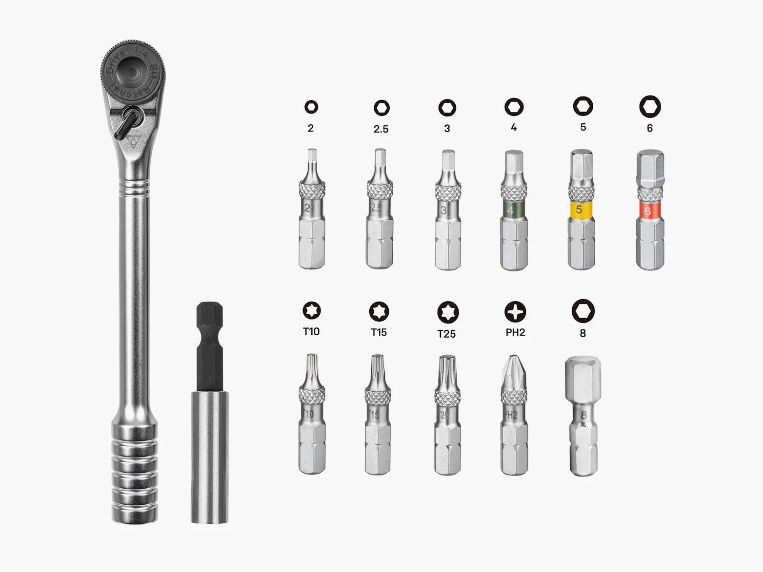 Topeak Ratchet Rocket Essential HD (TT2633) - Kit de herramientas de trinquete de alto par de 15 funciones - Capacidad de 60 Nm - 13 puntas - Soporte magnético para brocas - Funda de nailon 1000D | kits de herramientas para bicicleta