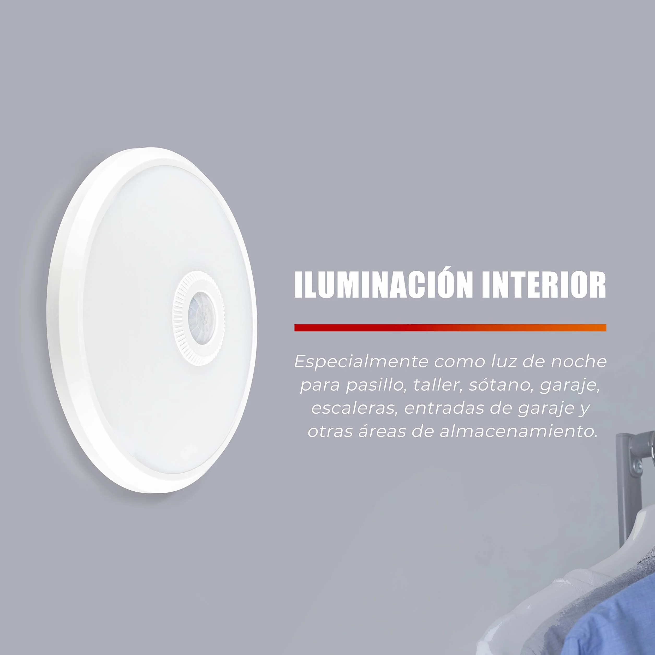 Popp® Plafón LED con Sensor de Movimientos IP20 16W 4000K 1150Lumen SMD2835 SM-11B Pack 1 unidad
