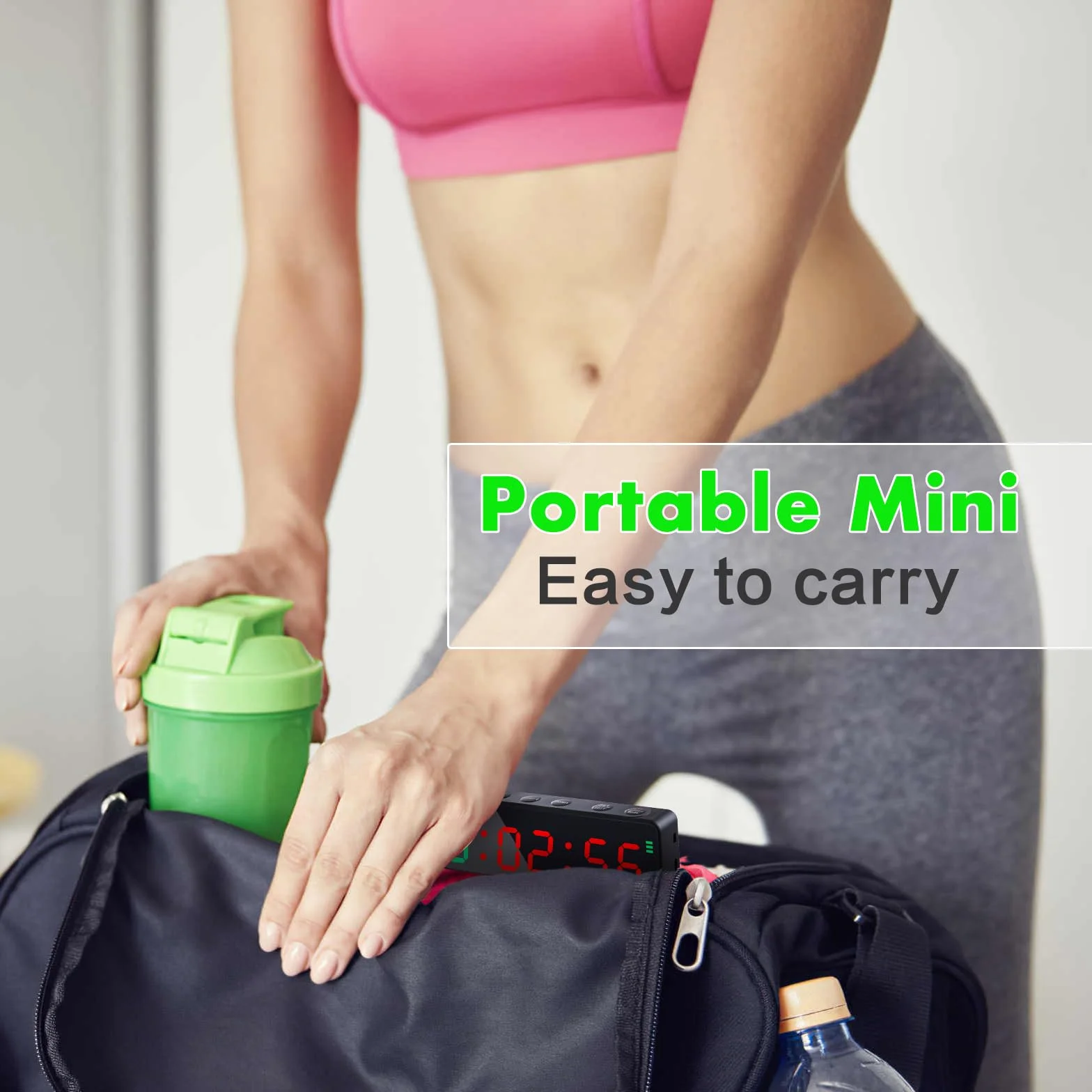 PELLOR Temporizador Multifunción para Gimnasio - Portátil Reloj Cronómetro LED con Potente Imán, 5 Niveles Brillo, Cuenta Regresiva/Progressiva, Timer per Intervalli Fitness para Casa/Garaje/Boxeo
