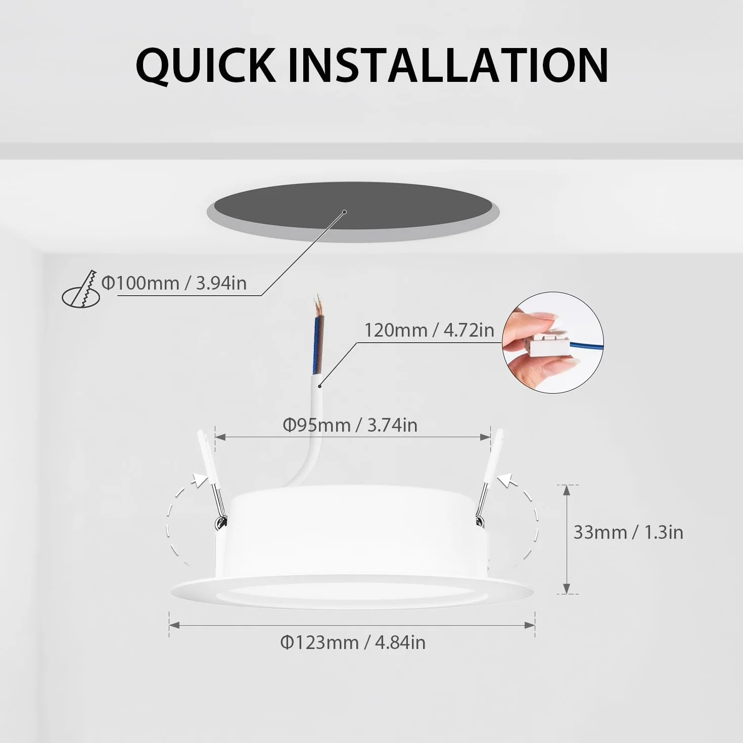 LVWIT Downlight LED Techo Empotrable 8W 4000K 880Lúmenes Ø123mm IP44