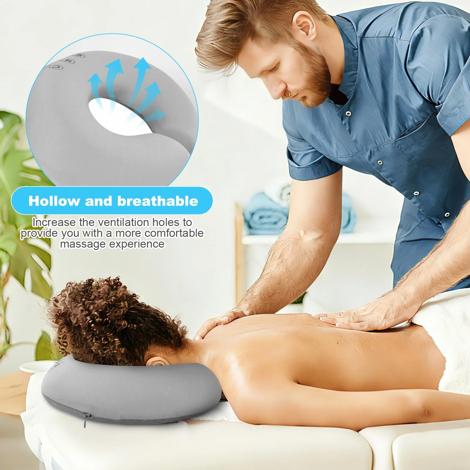 Foreverup Almohada de Masaje Boca Abajo, Reposacabezas Cama, Cojín Facial U-Forma