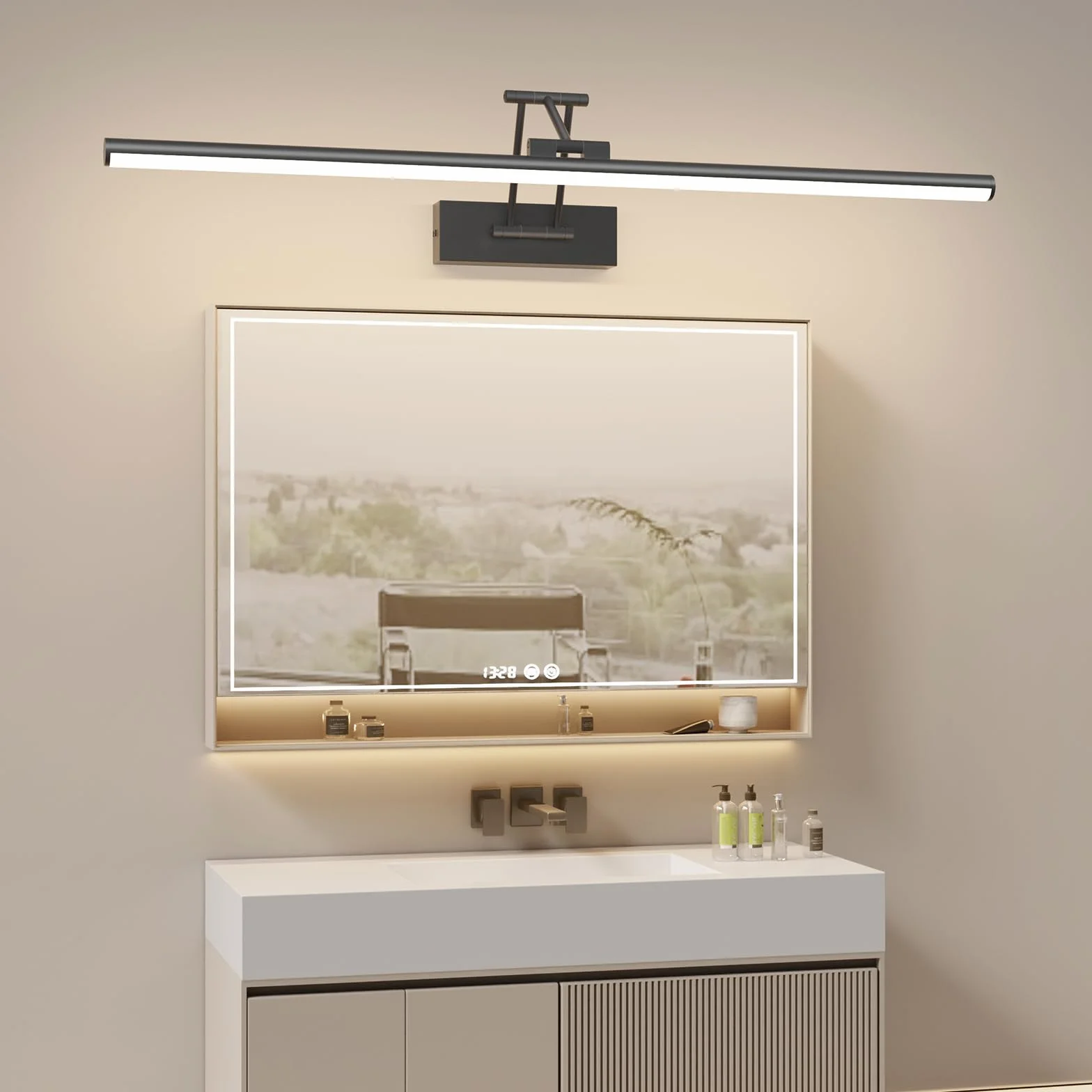Klighten LED Lámpara de Espejo 70cm 24W 1650LM IP44 4000K Negro