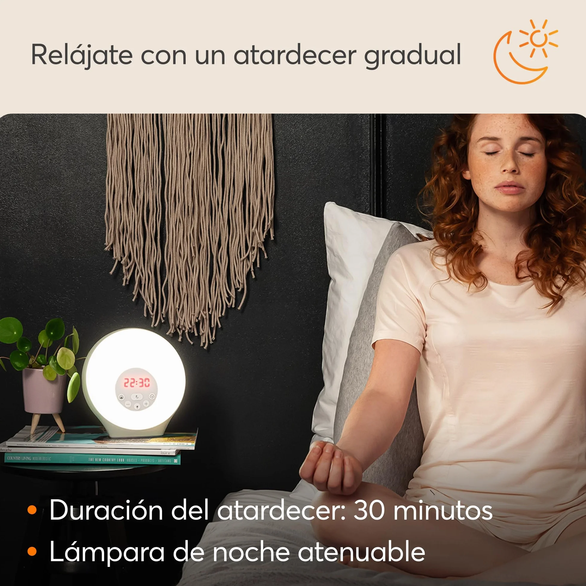 Lumie Sunrise Alarm, Despertador con Luz Amanecer y Anochecer Graduales, 5 Sonidos, 6 Colores