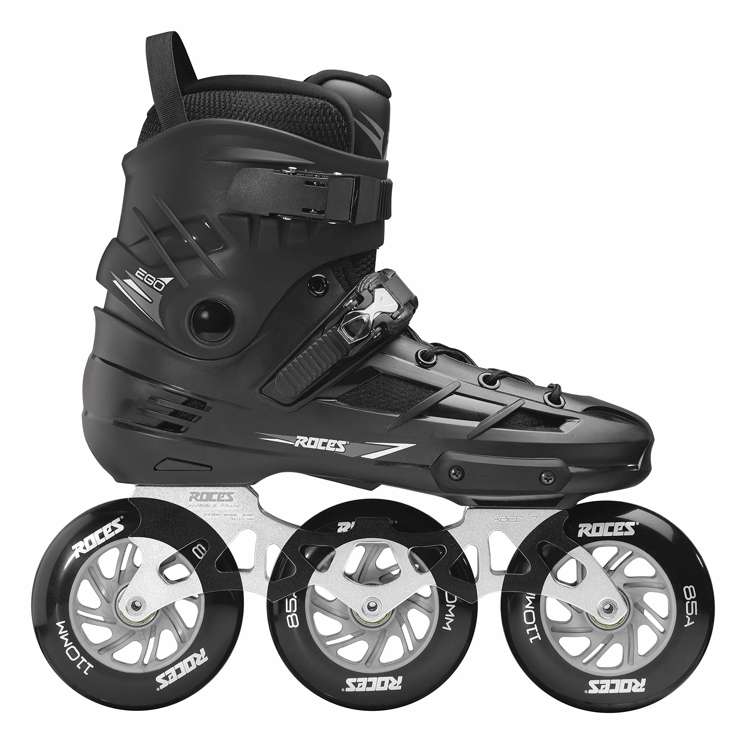 Roces Ego 3X110 TIF - Patines en línea Unisex para Adultos, Color Negro y Plateado