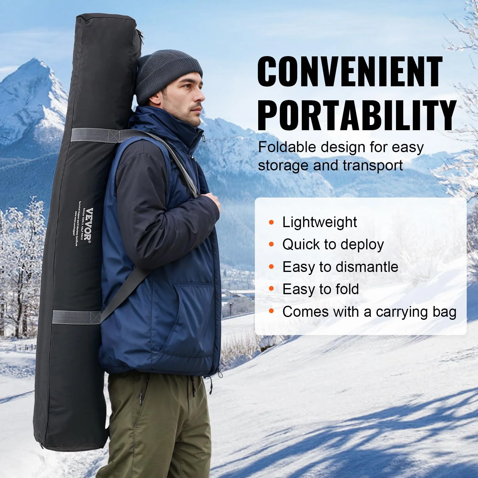 VEVOR Portable Pop-Up Ice Fishing Tent, 1-8 Person Insulated Ice Shelter, Large Fishing Area, Hub-Style Ice Shanty for Winter Fishing, Waterproof Oxford Ice Cube with Anchors/Ropes/Carrying Bag