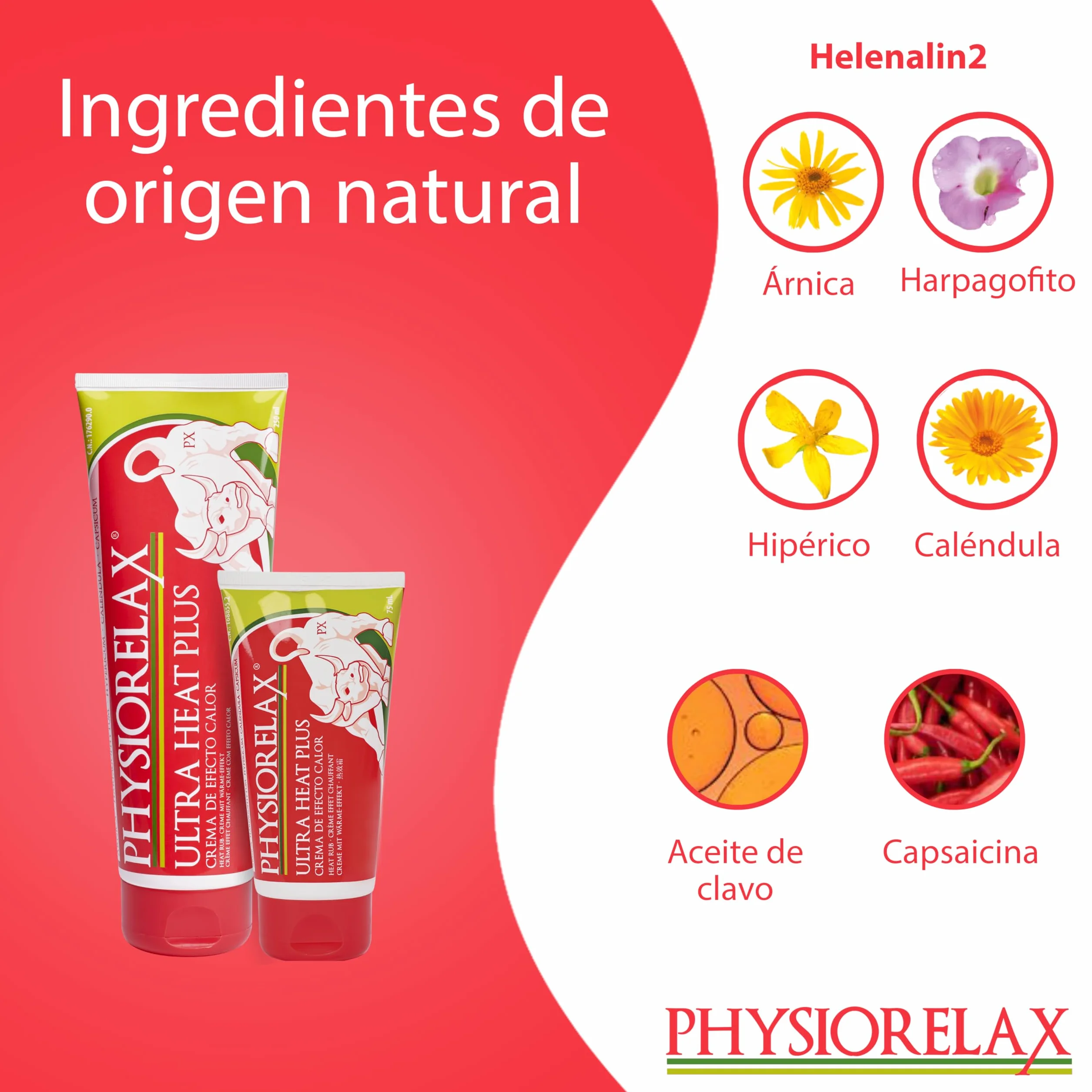 Physiorelax Ultra Heat Plus Crema de Masaje con Árnica 75 ml