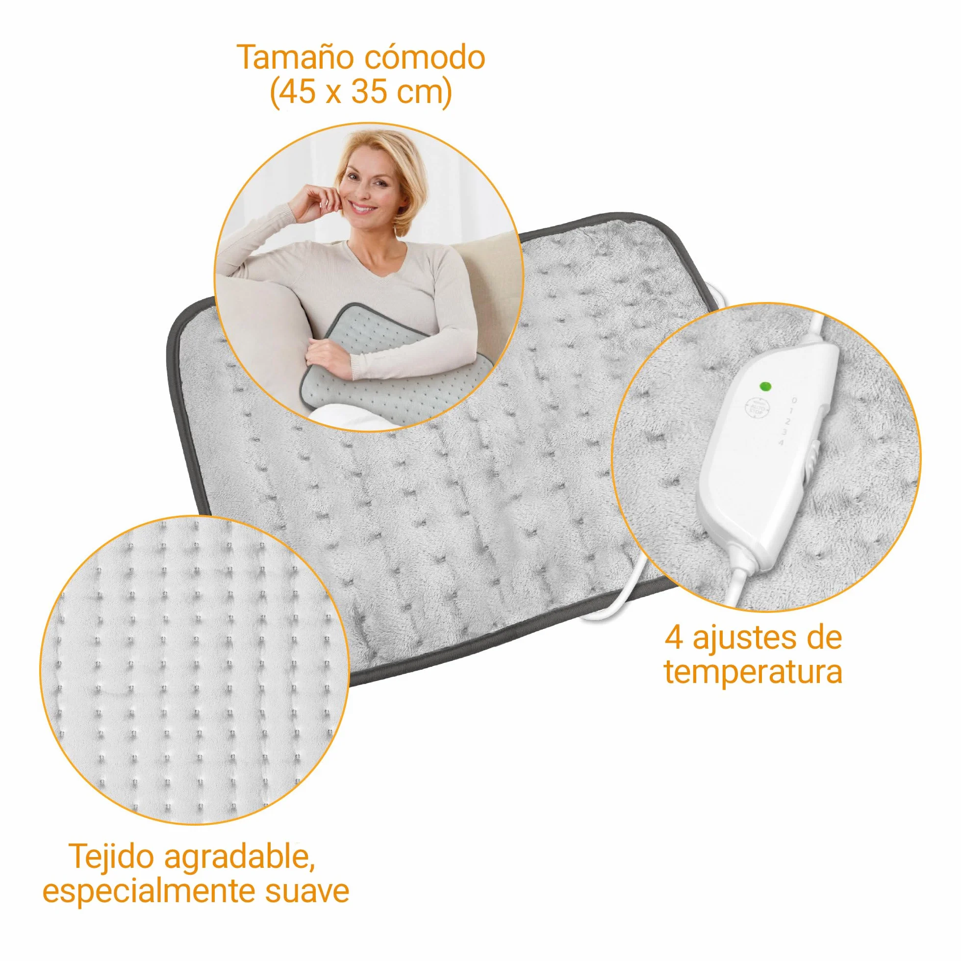 medisana HP 650 almohadilla térmica, manta electrica para espalda, zona lumbar y cuello, 4 niveles de temperatura y protección contra sobrecalentamiento, esterilla eléctrica con apagado automático