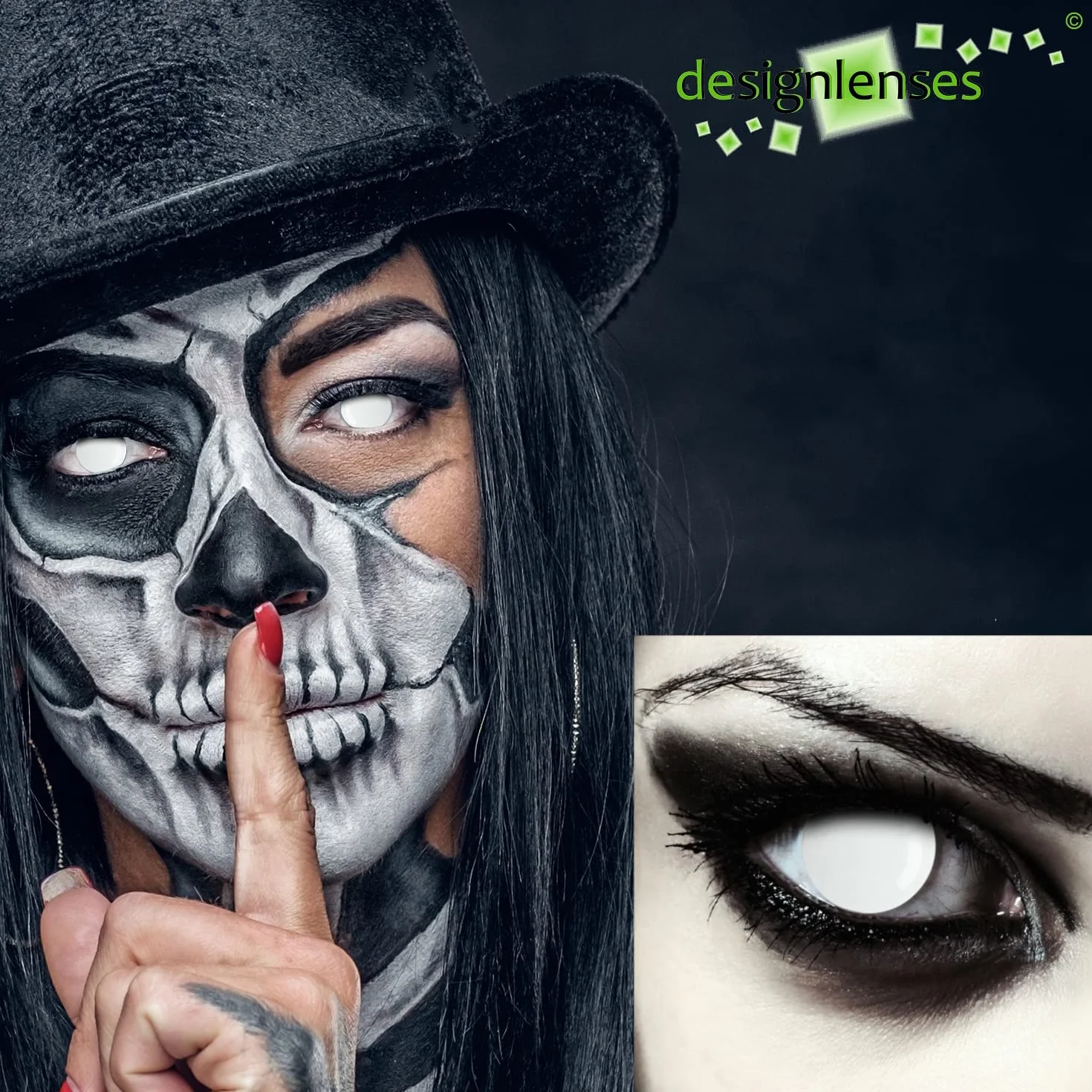 Lentillas de color blanco Halloween zombie Blind White 1 par sin graduación