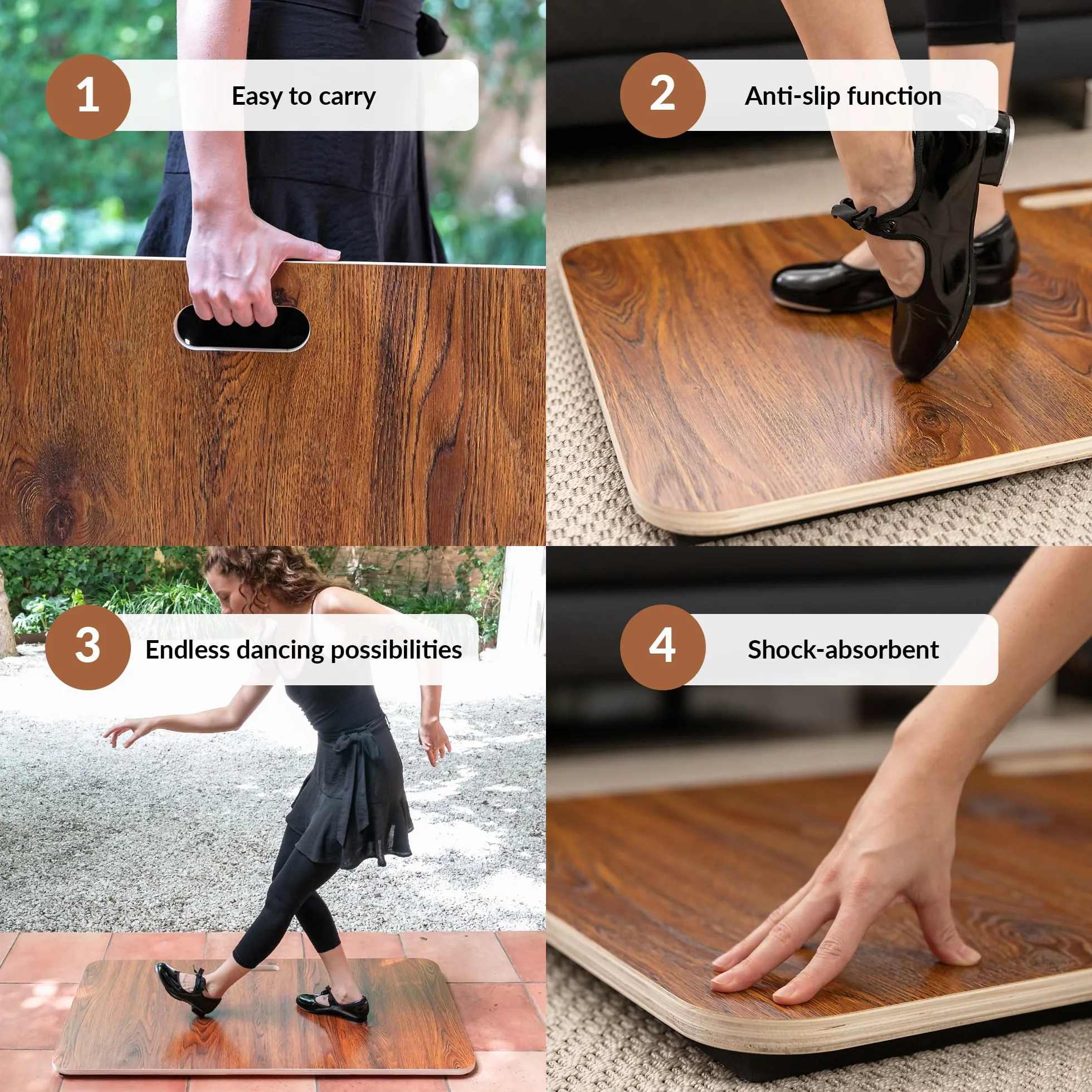 ODOXIA Tablero para Baile De Claqué Portátil Suelo Acolchado para Casa y Estudio
