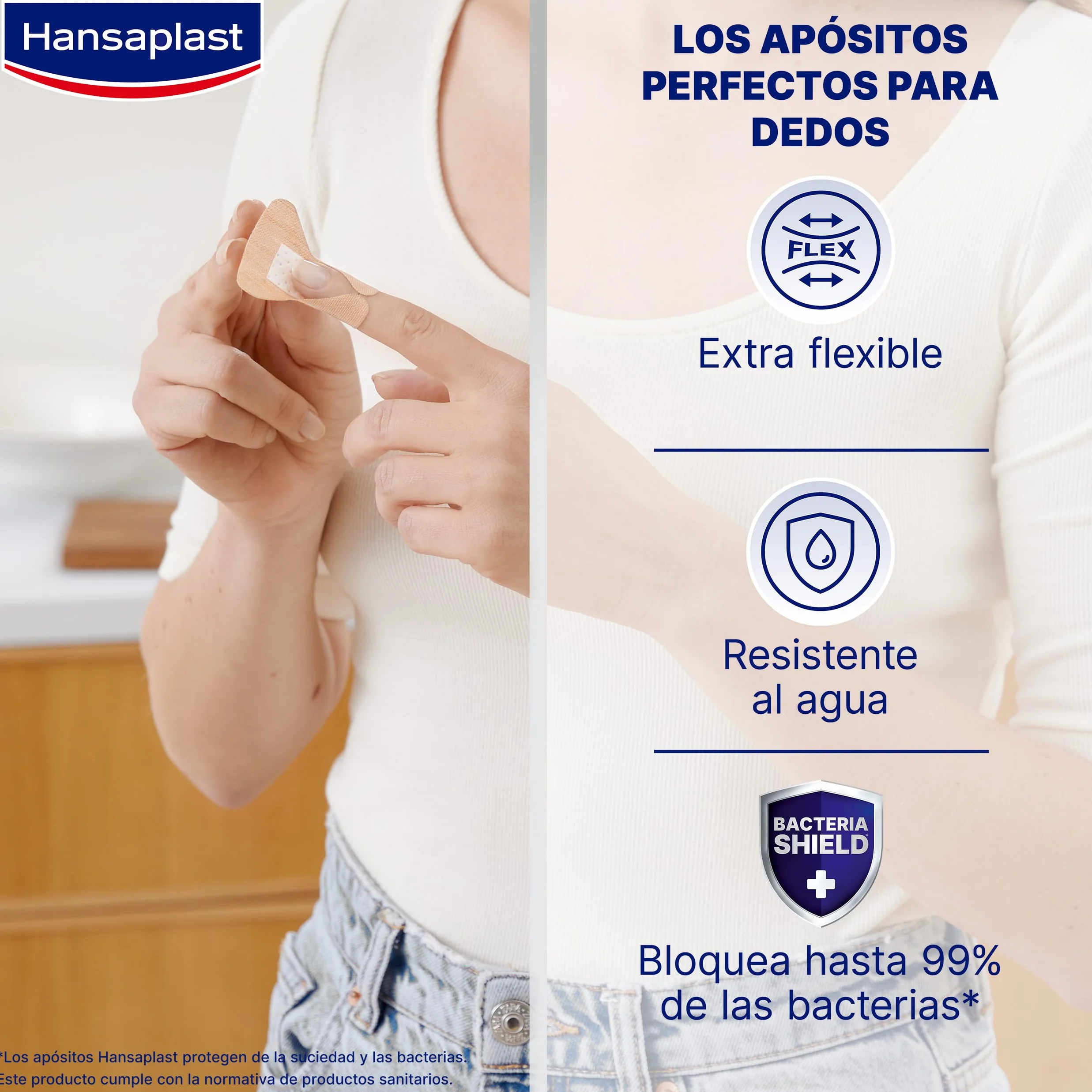 Hansaplast Apósitos adhesivos Fingertip Elastic para dedos, extraflexibles, repelentes al agua, 10 unidades