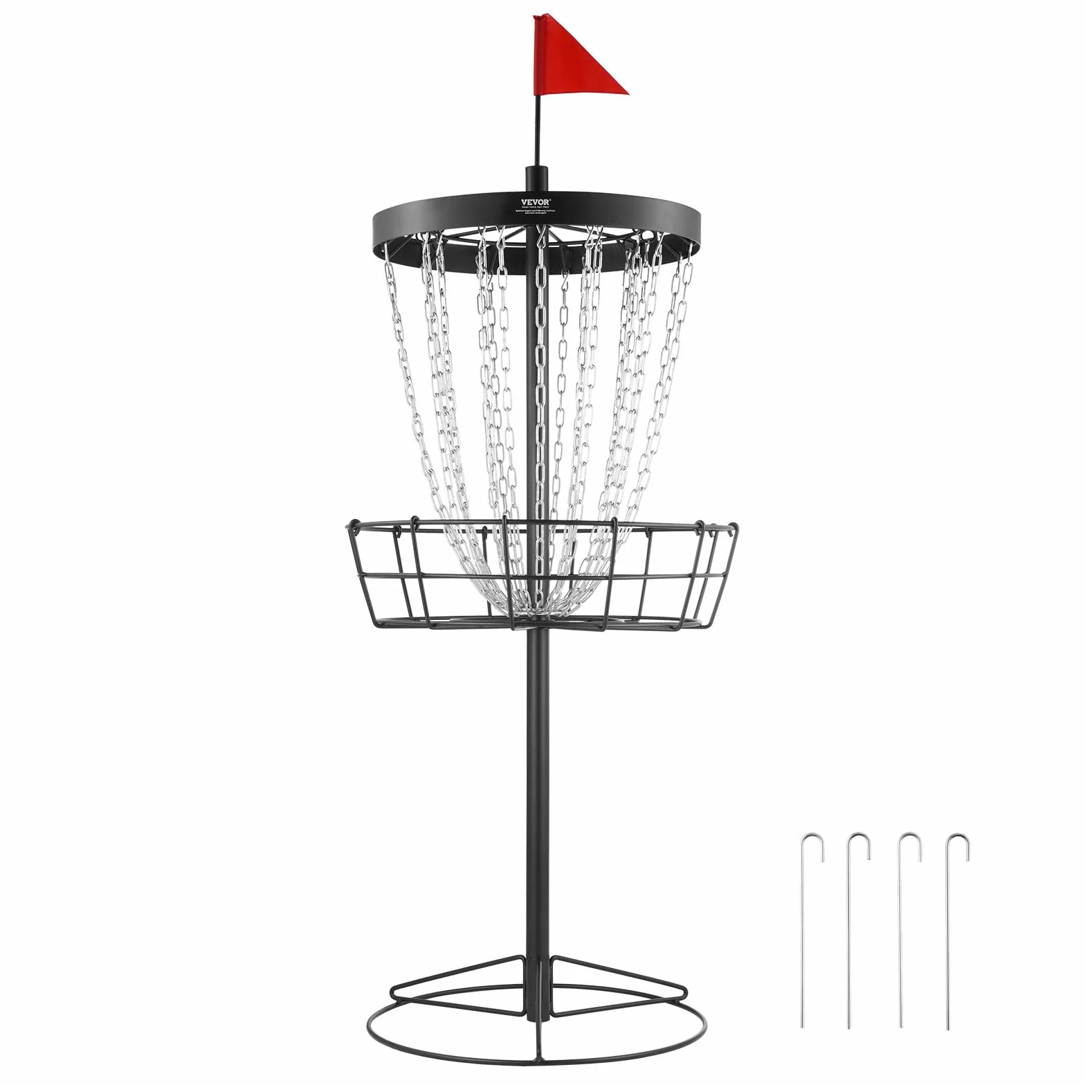 VEVOR Canasta de Golf con Disco de 24 Cadenas Objetivo de Golf con Disco de Acero Portátil Canasta de Golf con Disco para Uso Interior y Exterior, Equipo de Entrenamiento Profesional, Negro