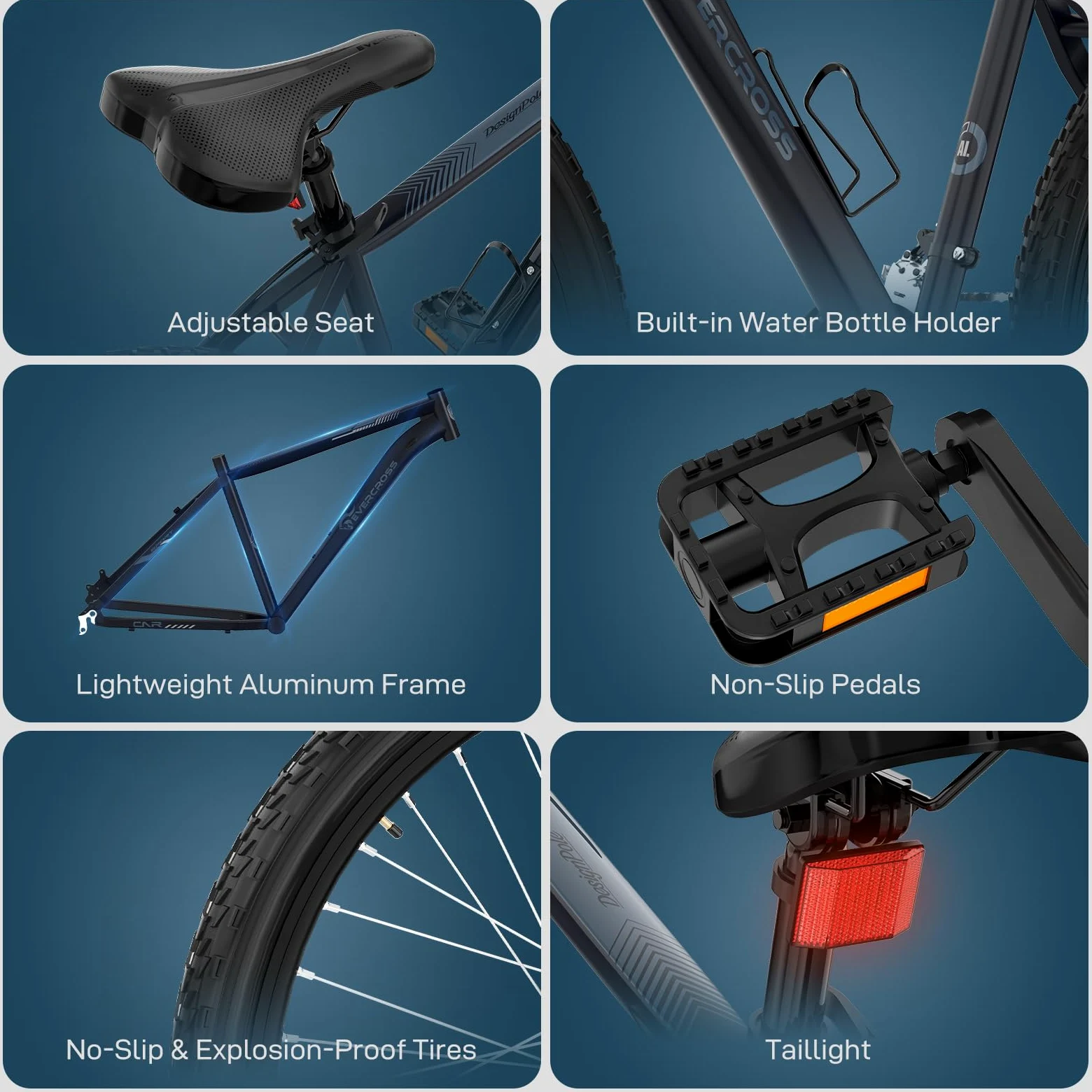 EVERCROSS Bicicleta de Montaña para Adultos, Bicicleta de 26 Pulgadas, Sistema de 21 Velocidades, Cuadro de Aluminio con Suspensión Delantera, Bike Todoterreno con Frenos de Disco, Carga Máx.150 kg