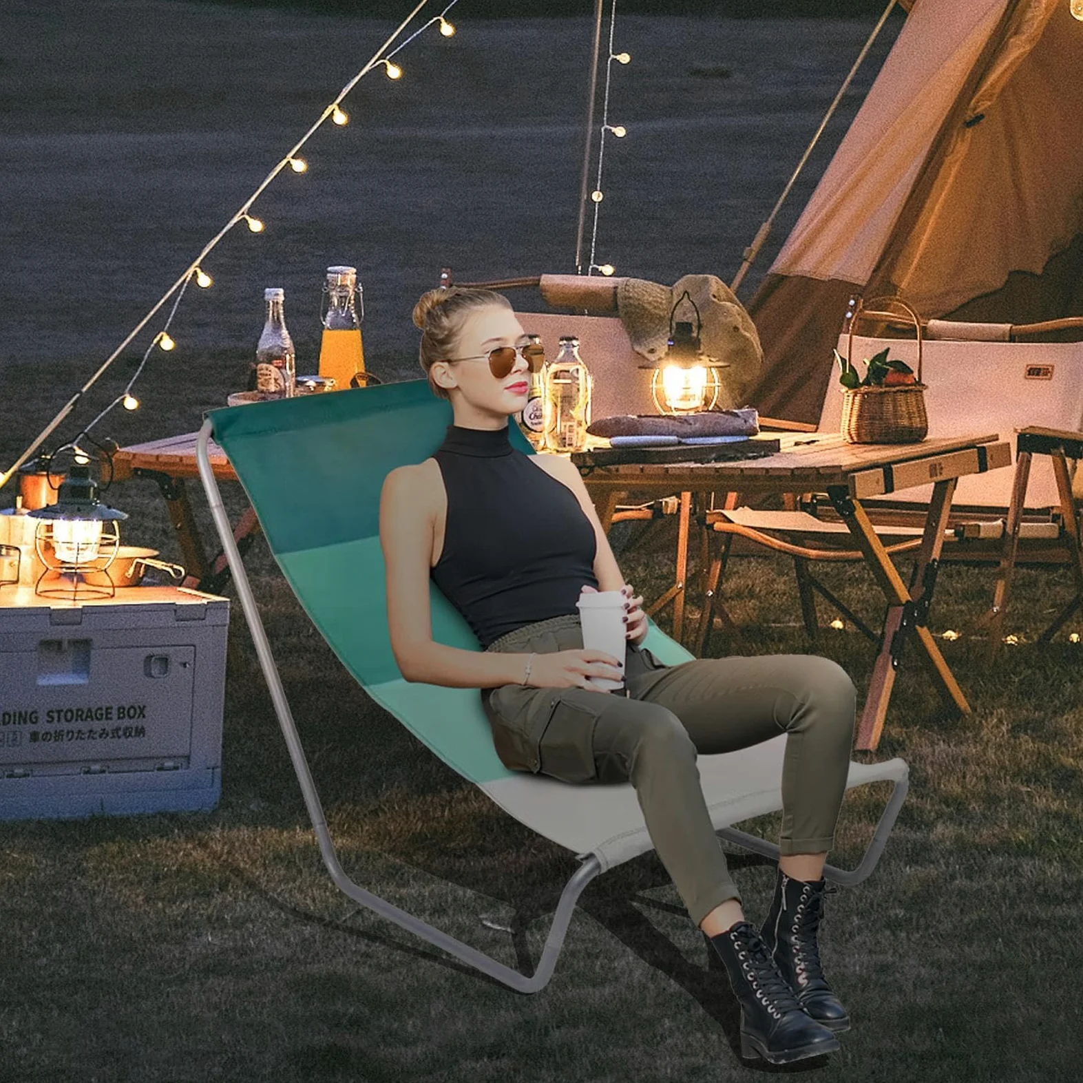 Silla de camping plegable,Silla de camping reclinable | Sillón de playa | para acampar, plegable, ultraligero, portátil, para exteriores - Tumbona de jardín para playa exterior, tomar el sol, patio,