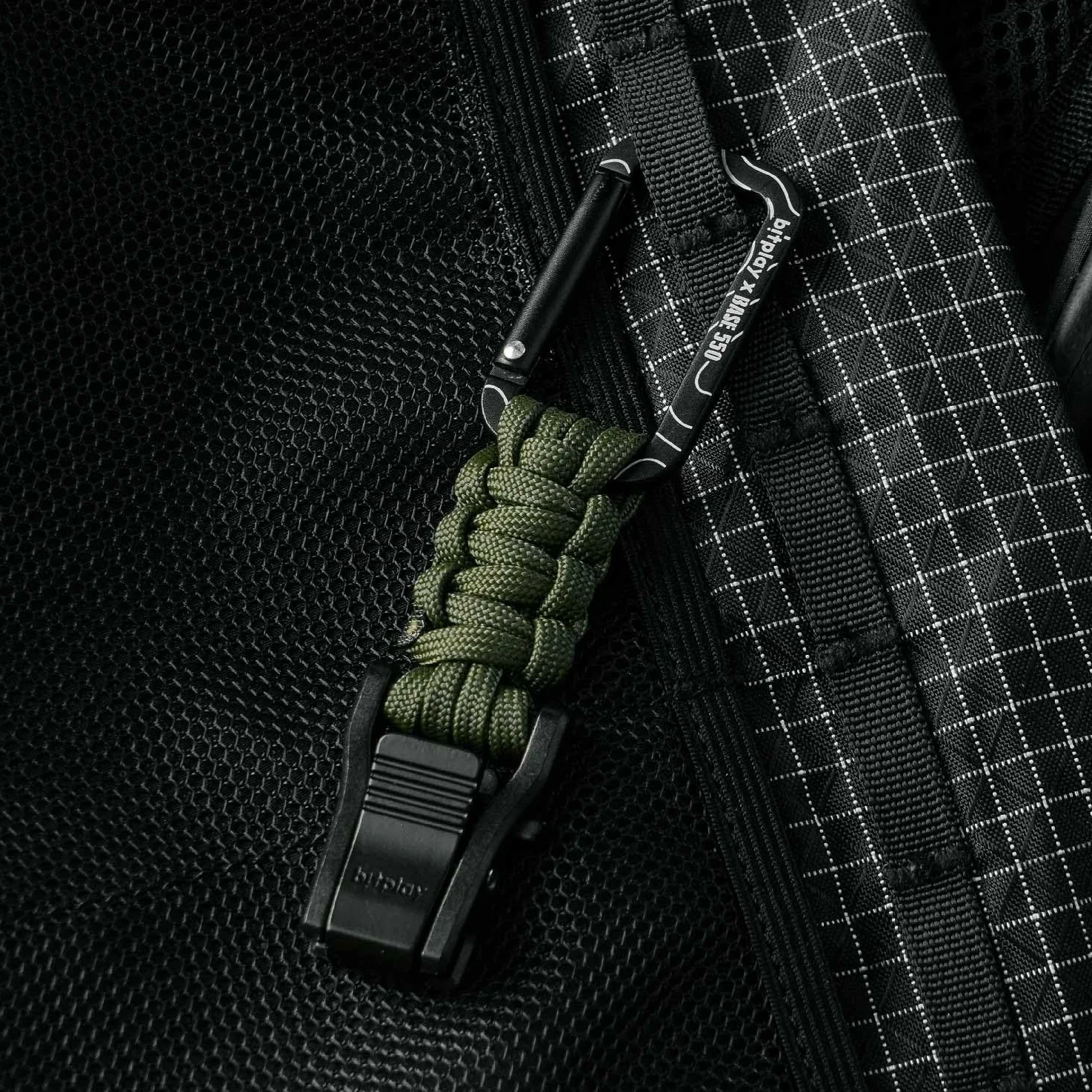 Bitplay Base550 - Mosquetón paracord de liberación rápida para aventuras al aire libre, camping, senderismo, gimnasio, hamacas, llaveros y otros artículos utilitarios