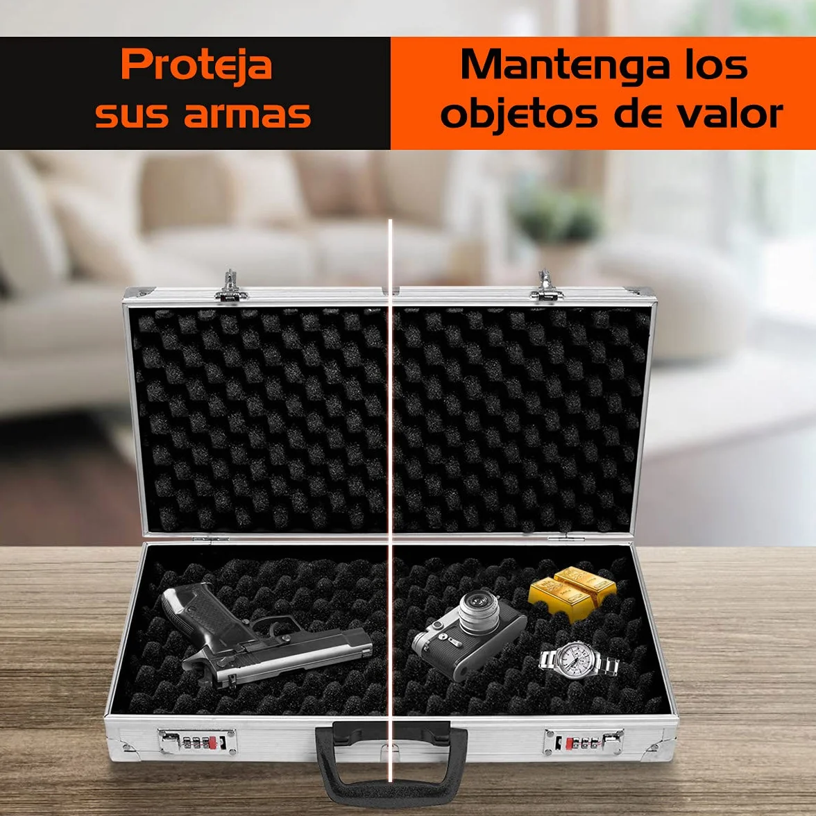 COSTWAY Maletín para Pistola Caja de Munición Caza 47 x 25 x 8,3 cm con Mango 2 Bloqueo de Contraseña 2 Llave