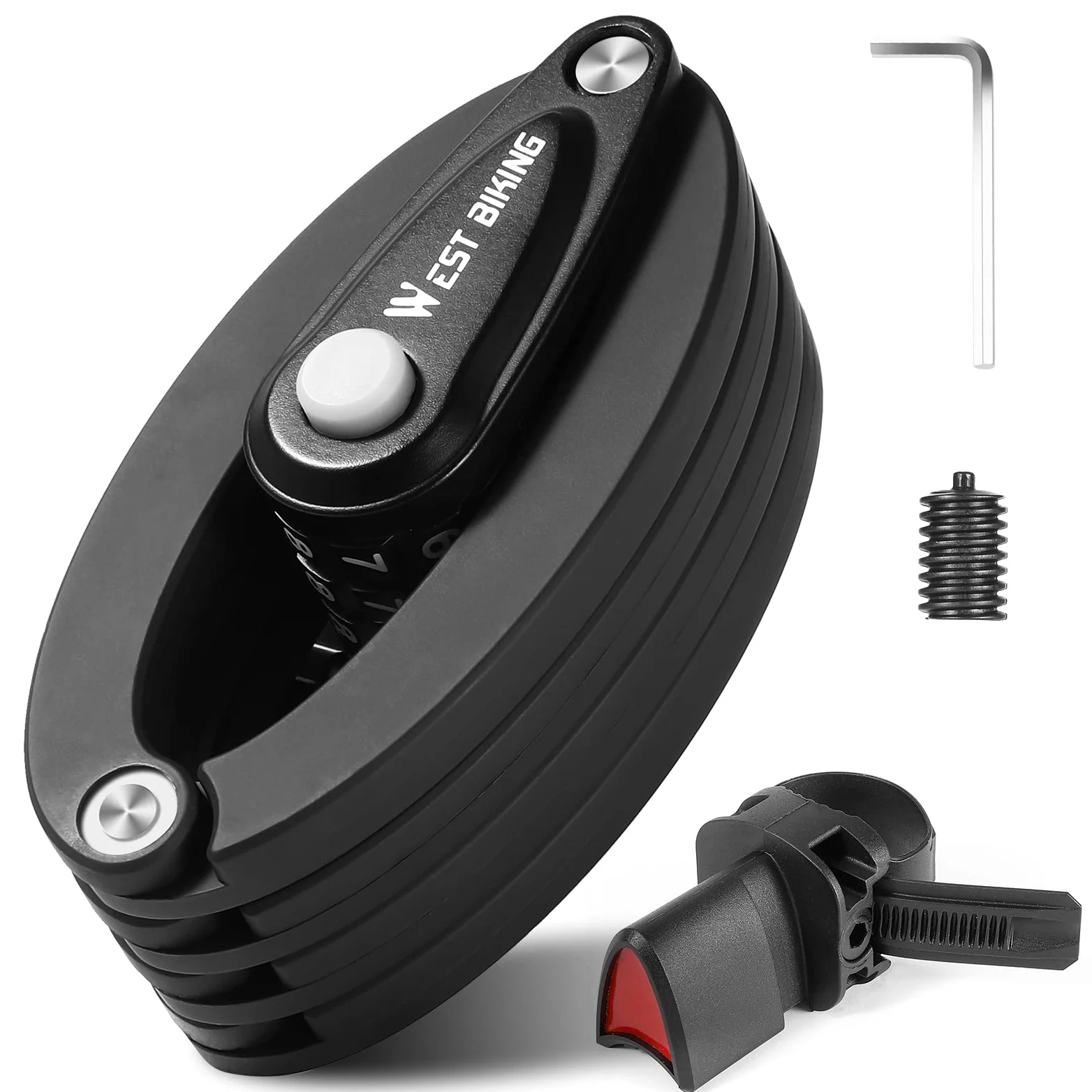 XIQI Candado plegable para bicicleta de alta seguridad, 85 cm de longitud, candado de combinación con soporte, alto nivel de seguridad 10, cerradura de bicicleta para bicicleta de montaña y carretera