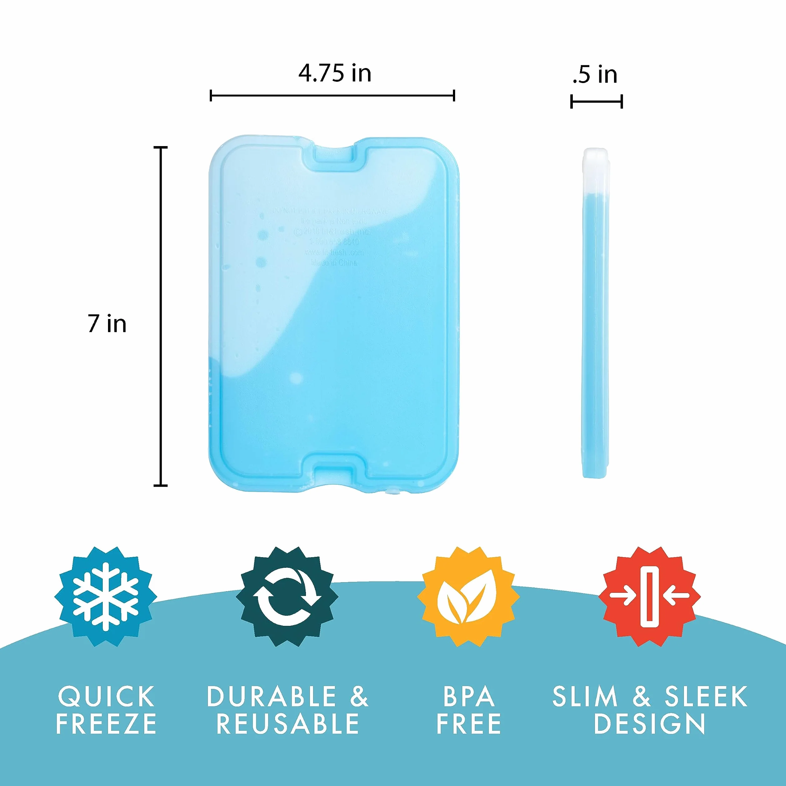 Cool Coolers by Fit + Paquetes de hielo delgados XL, frescos, reutilizables y duraderos, paquetes fríos para loncheras, paquetes de hielo para bolsas de almuerzo. Accesorios de refrigeración para