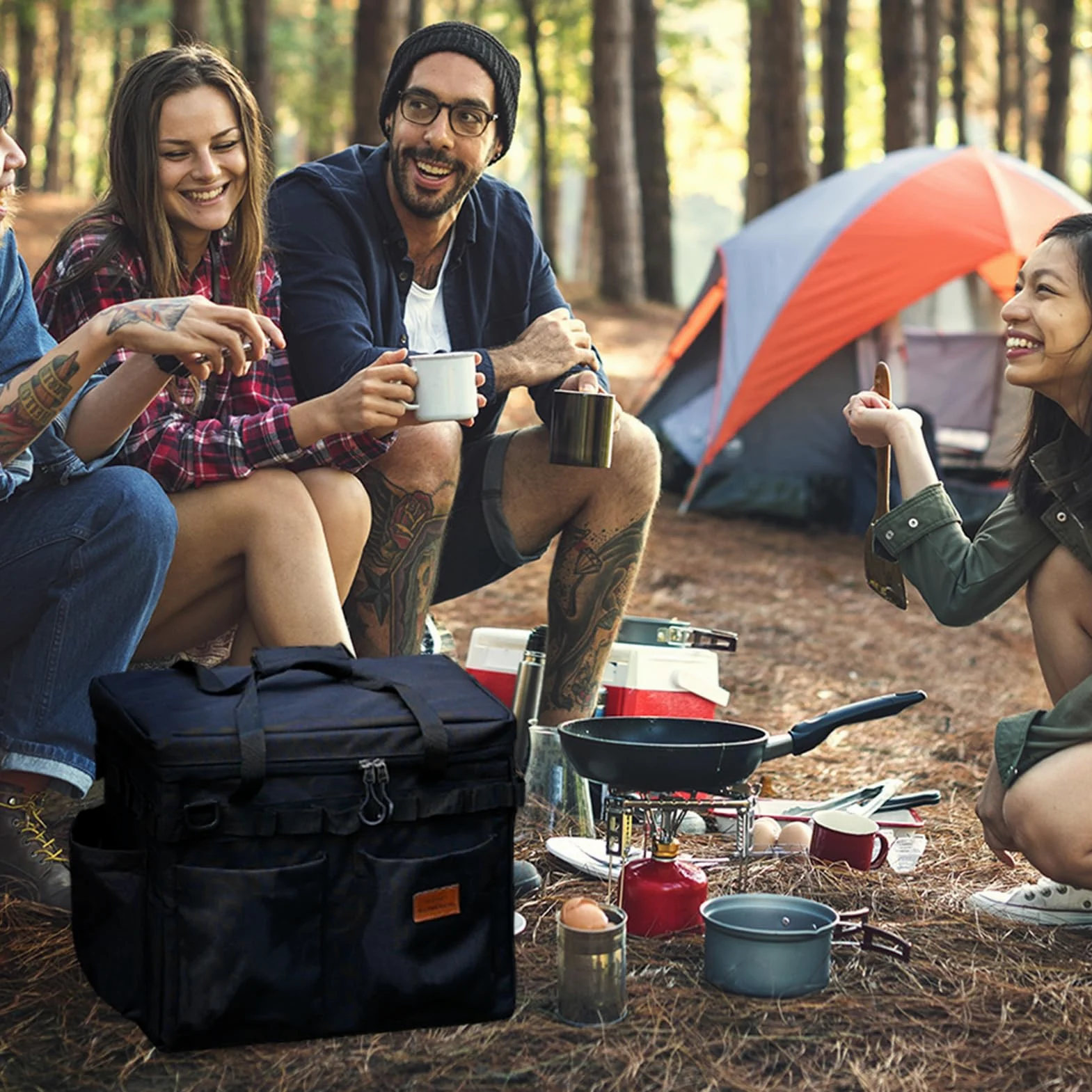 Bolsa De Almacenamiento para Camping Organizador de Gran Capacidad con | Bolsa De Viaje Para Aire Libre Transportable Para Viaje Picnic Herramientas Equipo y Vajilla