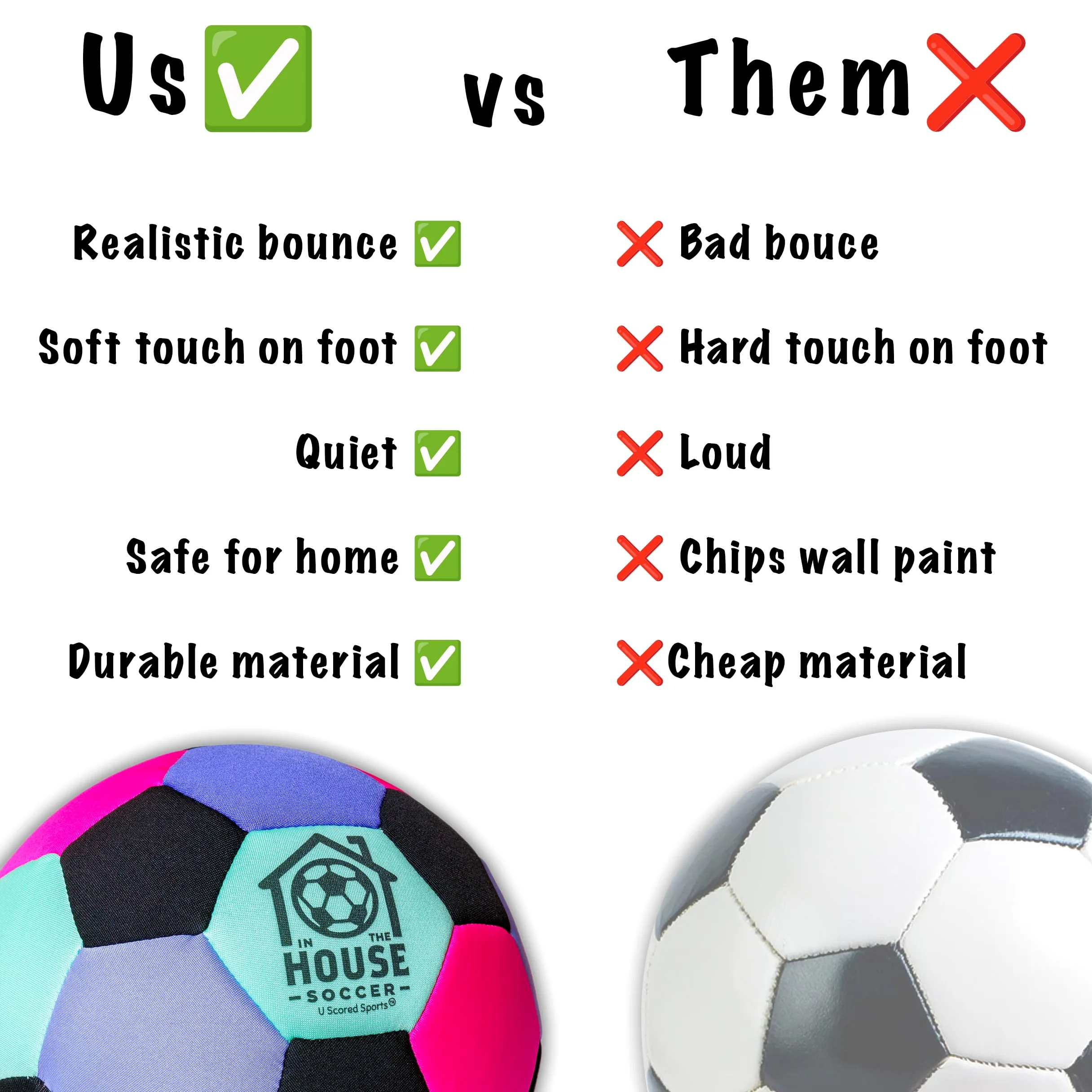 in The House - Balón de fútbol acolchado tamaño 4 para interiores para niñas (a partir de 3 años), niños (a partir de 3 años) y adultos - Lleva la práctica de fútbol a casa - Perfecto