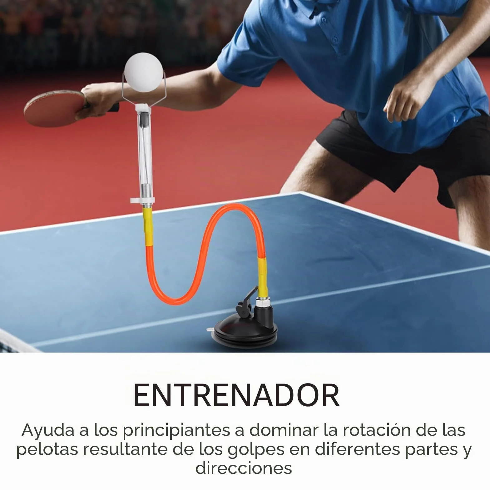 Entrenador De Tenis De Mesa, Dispositivo De Entrenamiento De Ping Pong De PVC Entrenador De Tenis De Mesa Ajustable Equipo De Pelotas De Ping Pong Entrenamiento Con Ventosa Para Jugador Tenis Mesa