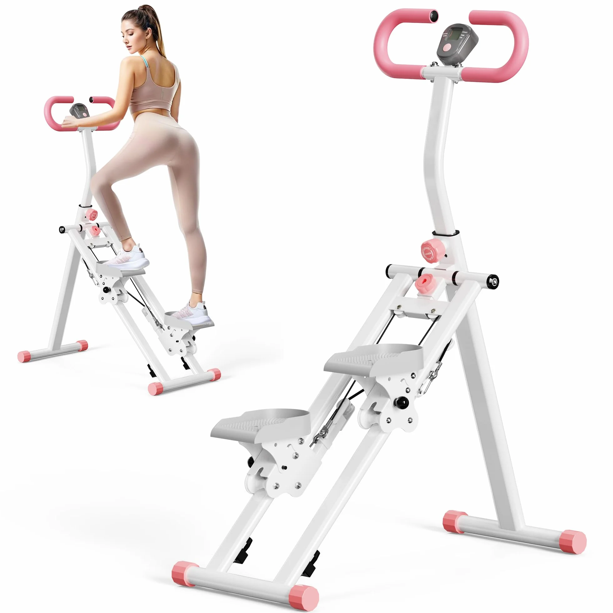 Stepper, Máquina de Step para Casa, Escaladora Vertical con Manillar para Entrenamiento de Cuerpo Completo, Máquina de Subir Escaleras con Estructura Estable y 3 Alturas Ajustables