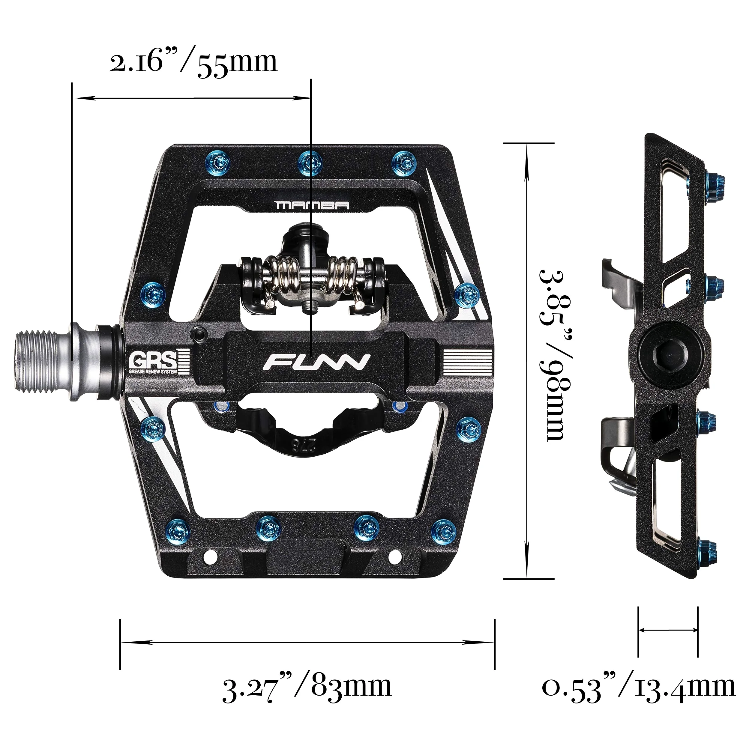 Funn Mamba S Pedales Automáticos MTB, Una Cara, Calas SPD | aleación 6061 CNC, eje 9/16, plataforma plana y de engrane, rodamiento sellado, aprox 403 g, para BMX y gravel