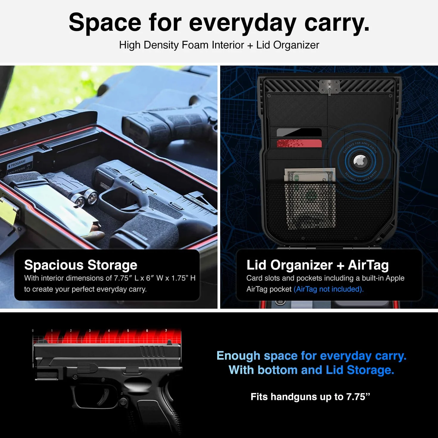 VAULTEK LifePod Estuche de viaje impermeable caja de bloqueo electrónico resistente organizador funda portátil para pistola teclado retroiluminado negro