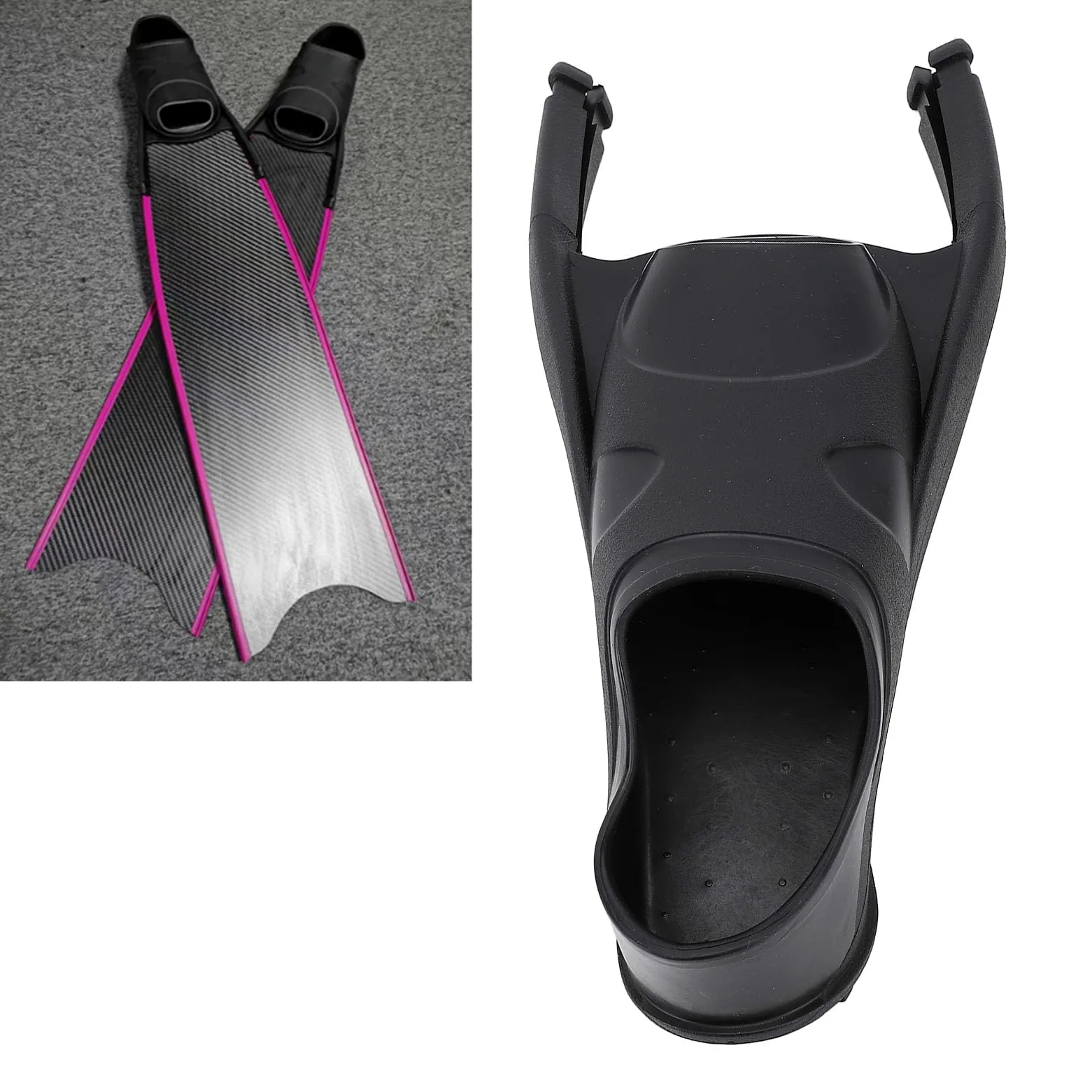 Ejoyous Bolsillo para Pies de Apnea, Bolsillo para Aletas de Buceo de Hoja Larga TPR con Diseño de Costilla Extendida, Doble Drenaje y Ajuste 3D Antideslizante para Buceo y Esnórquel para Adultos