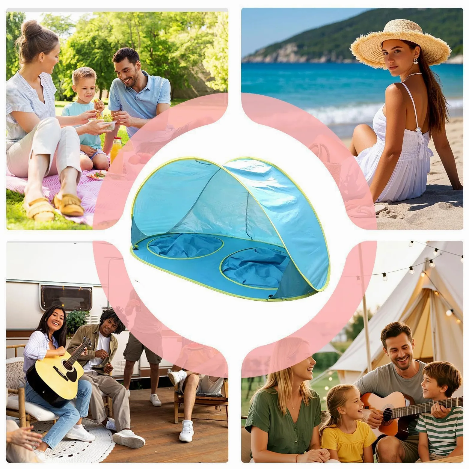 Tienda de Playa para Niños Protección Solar UV contra el Sol | Pop-Up para Playa para Campamento de Verano, Natación, Jardín y Guardería