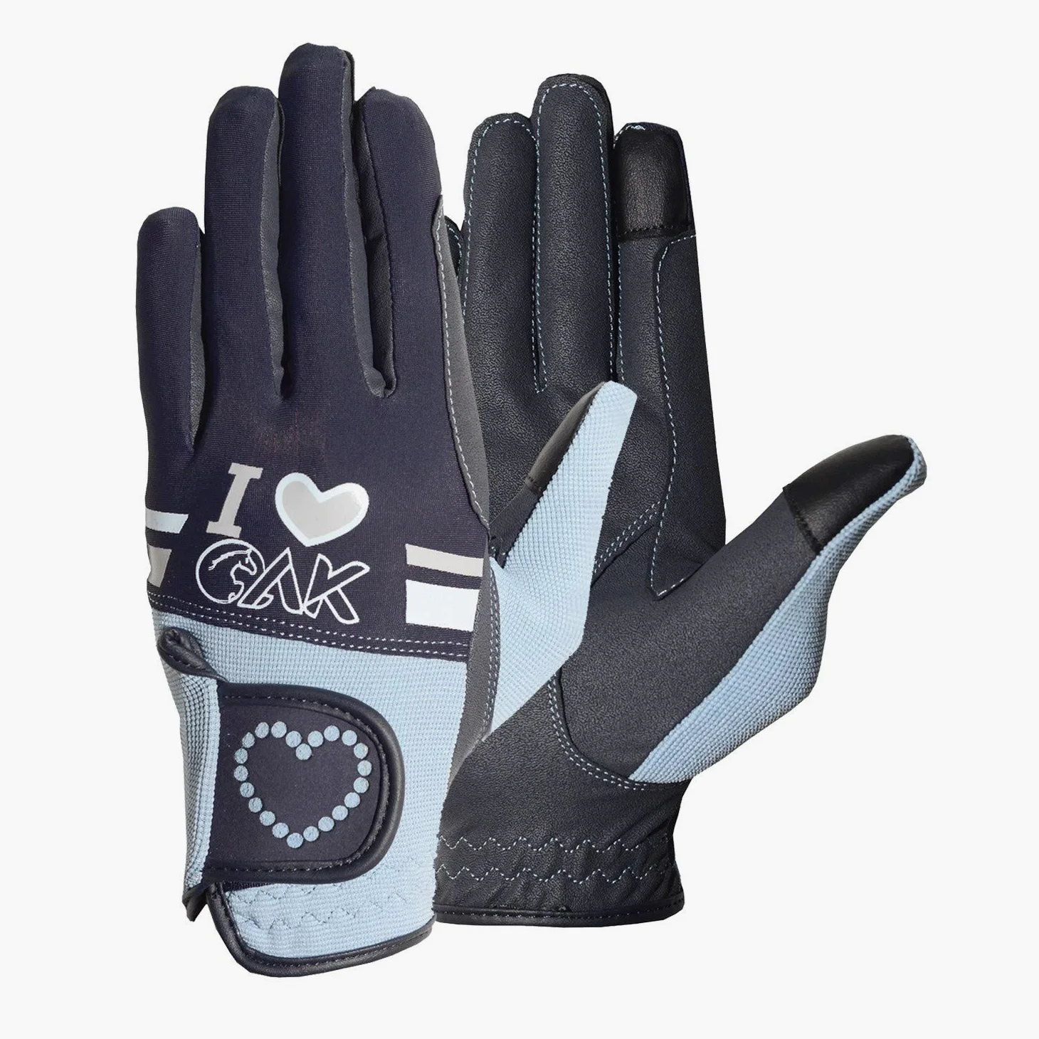 AK Love AKRS-6388 - Guantes de equitación para mujeres, hombres y niños, para todas las estaciones (azul marino/cielo, XL)