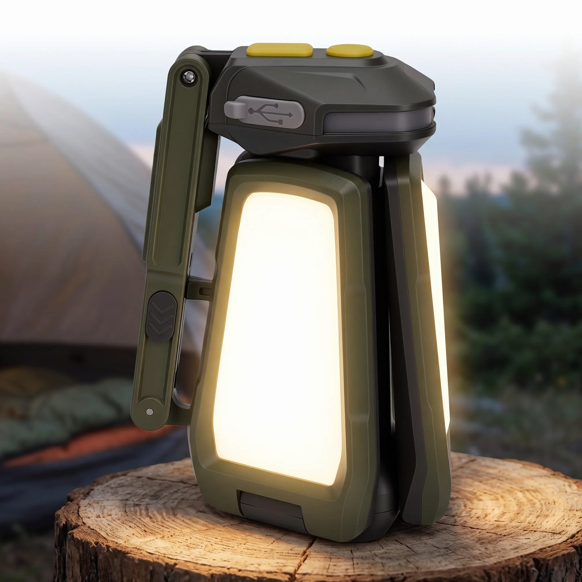 AMONIDA Linterna de Camping LED Recargable 2000 Lm (Linterna de camping | con Cabezal Ajustable con Inclinación de 160° Batería de 4000 MAh Base Magnética Impermeable IP54 para Emergencias de