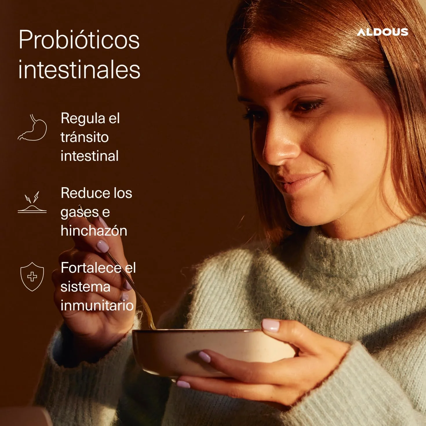 ALDOUS Probióticos Intestinales Gominolas 120 Gummies Sabor Natural Mora Flora Intestinal Bifidobacterium Lactobacillus