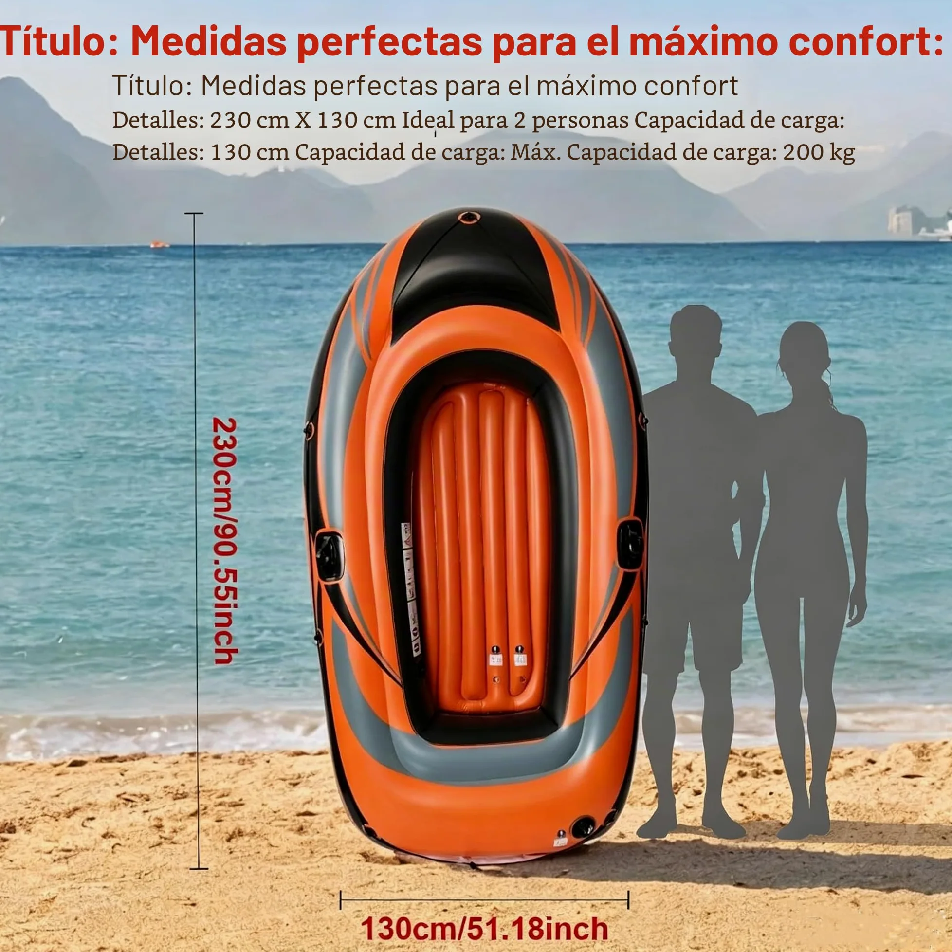 Kayak hinchable de 230 cm para adultos – Incluye remo, estructura estable, ideal para actividades de ocio en el agua, mar o río, fácil de transportar y guardar
