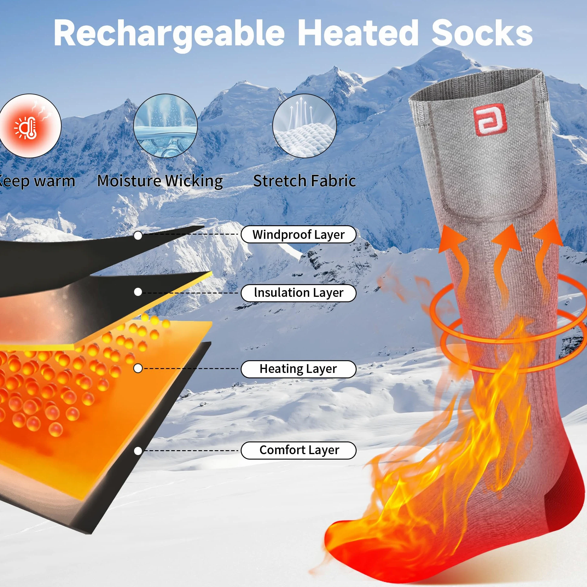 Calcetines eléctricos calefactables a batería, para hombre, mujer, invierno, caza, esquí, senderismo, calentador de pies, calcetines cálidos de algodón para regalo
