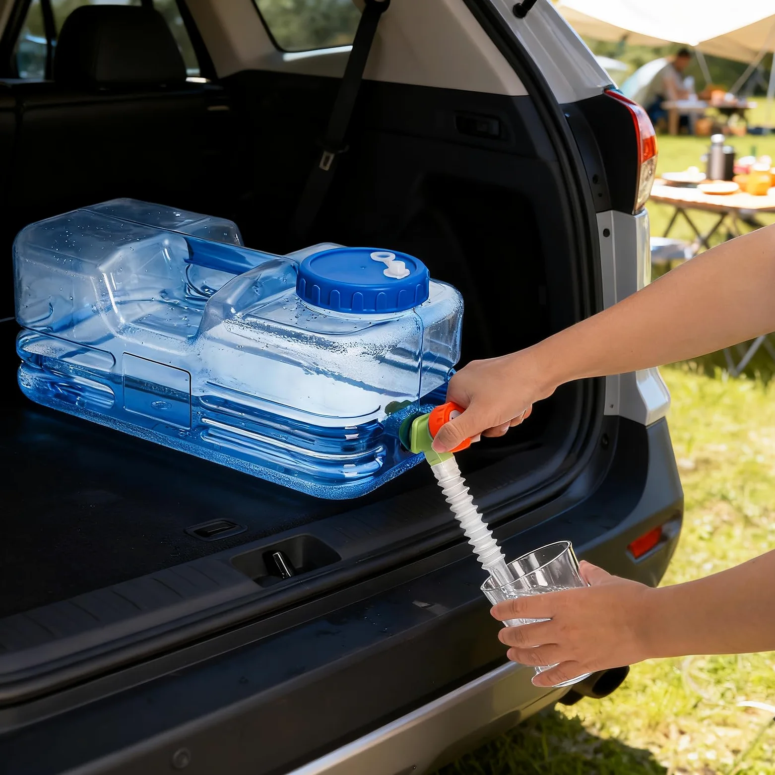 Dicunoy Contenedor de agua para camping, jarra de agua portátil de 2.6 galones con espiga, dispensador de agua grueso con amplia apertura de relleno para senderismo, picnic, vehículo, al aire libre