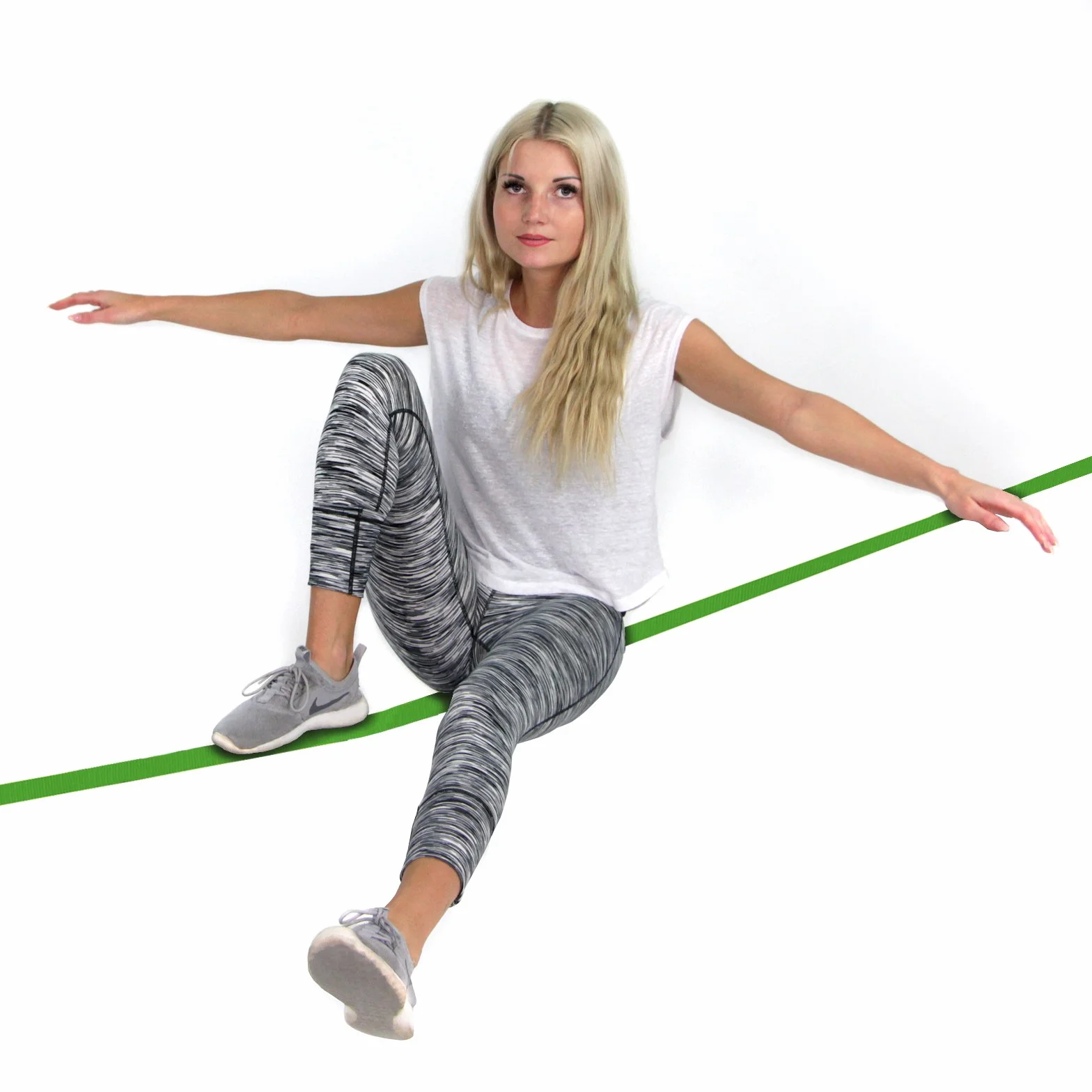 ALPIDEX Slackline 15 m para Principiantes y Expertos, Carga máxima 2 toneladas, Incl. una Bolsa de Transporte, Color:Verde