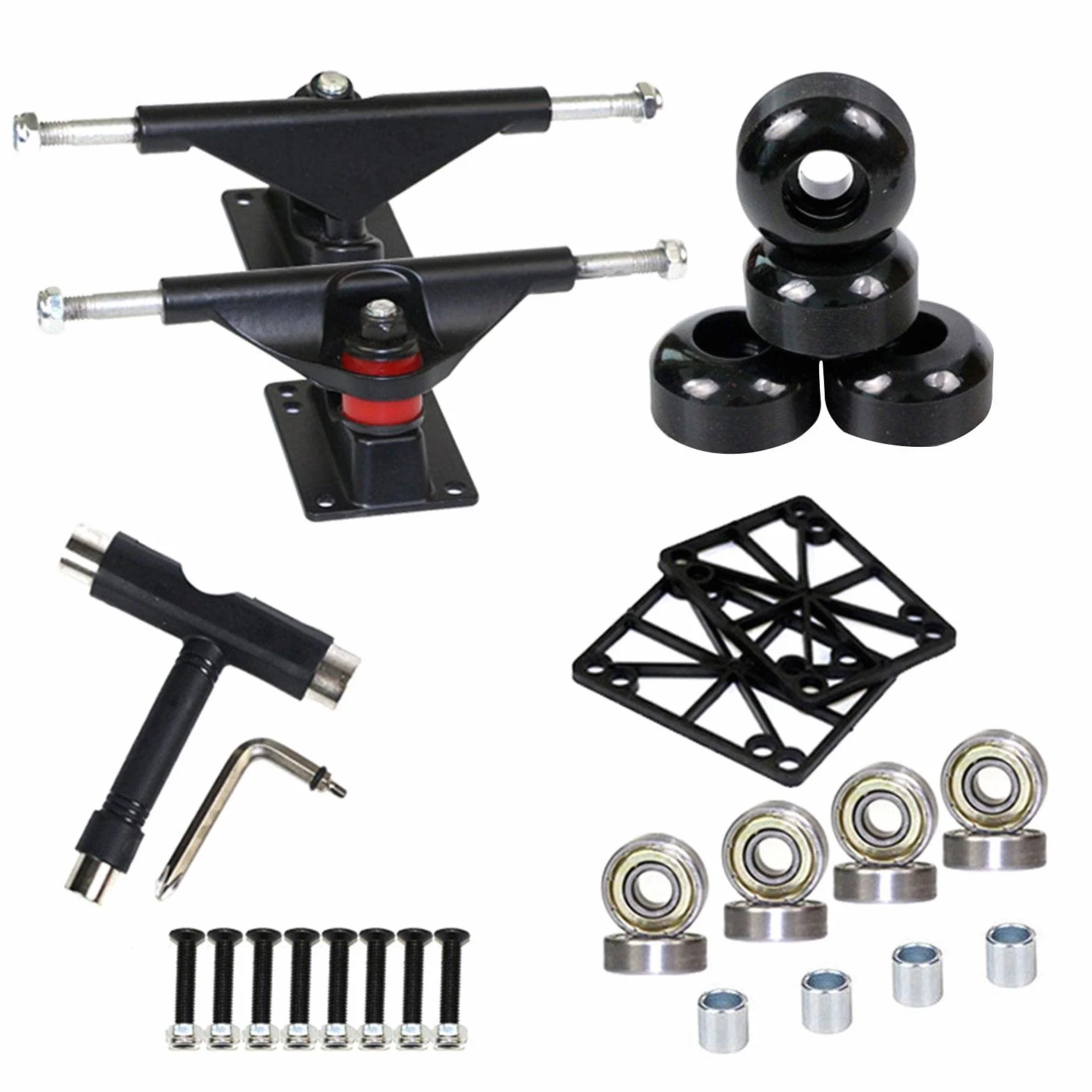 Juego de ruedas para monopatín, ejes de monopatín, hardware, ejes de monopatín, ejes de longboard, soporte de monopatín genérico, amortiguador de poliuretano para adultos, niños, niñas y niños