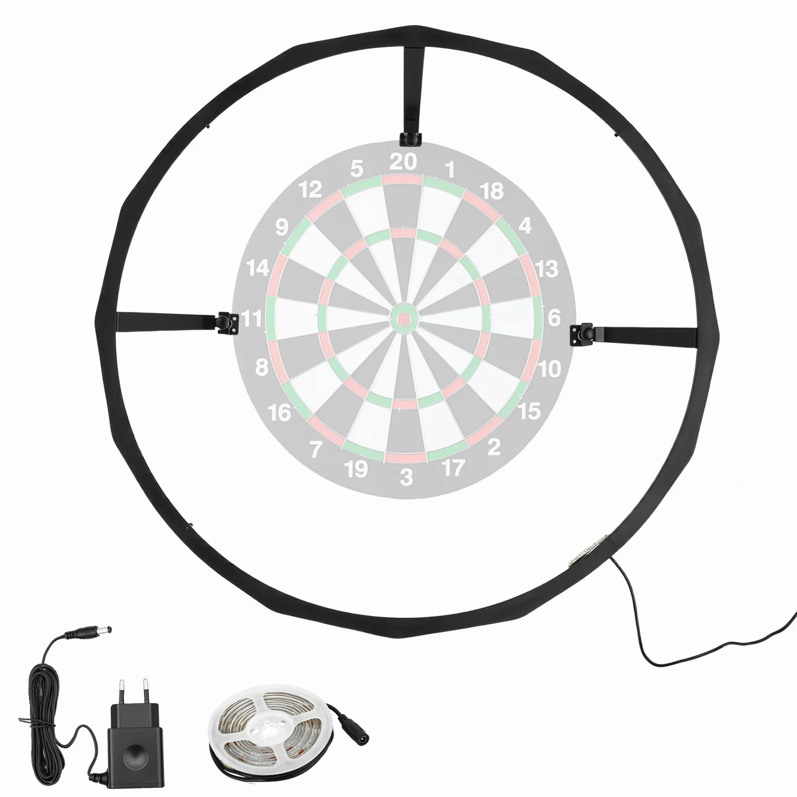 Iluminación para diana de dardos 120 LED, luz 360° sin sombras, anillo de luz compatible con diana estándar 45 cm