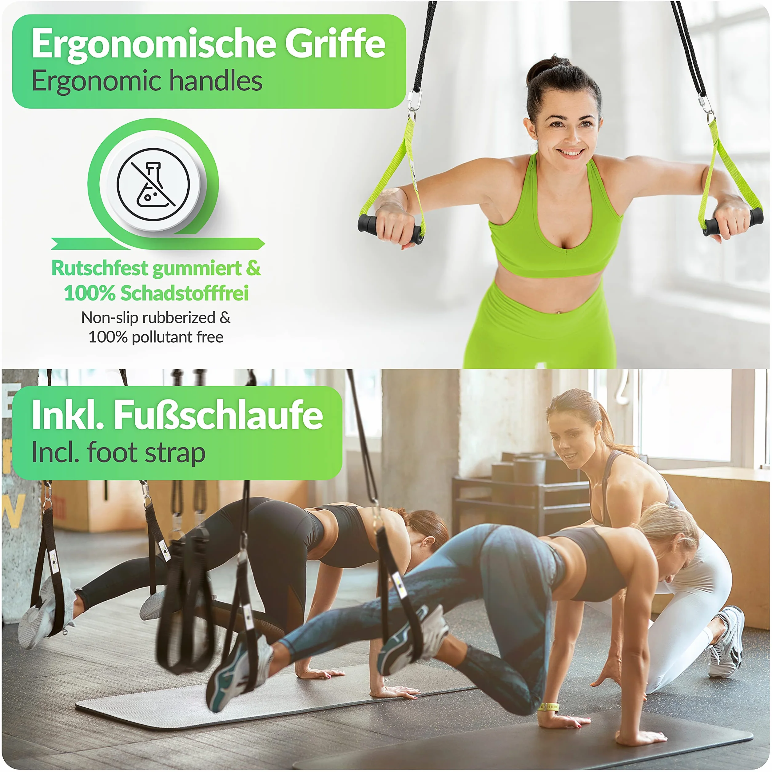 BodyCROSS Suspension Trainer – Entrenador de Suspensión para Entrenamiento en Casa y Entrenamiento en Suspensión, con Sello de Garantía