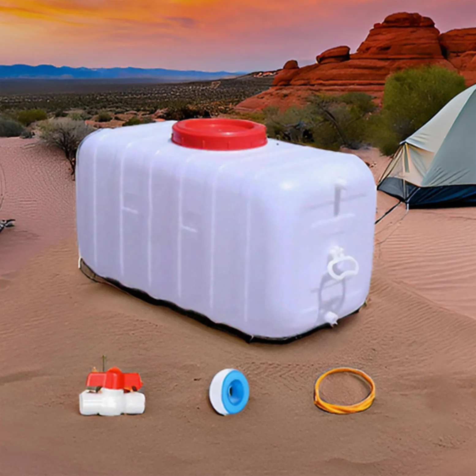 Bidón para Agua Portátil Tanque de Agua con Grifo Tapa de Rosca Plástico para Camping, Exteriores, Caravana, Picnic, RV Depósito de Agua Potable(Size:200L,Color:Blanco)