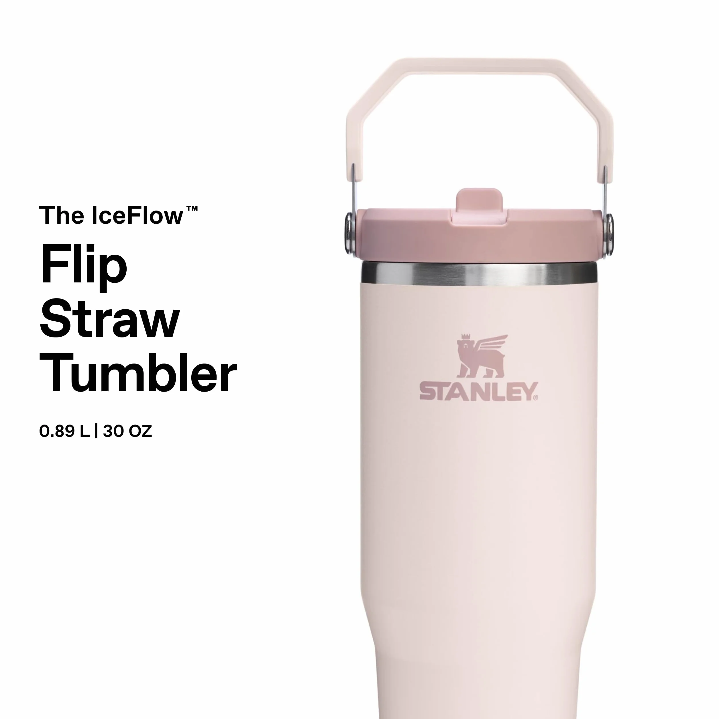 Stanley Flip Straw Tumbler 1.0 Botella Agua 0.89L Acero Inoxidable Sin BPA Conserva Frío 12 Horas Rose Quartz